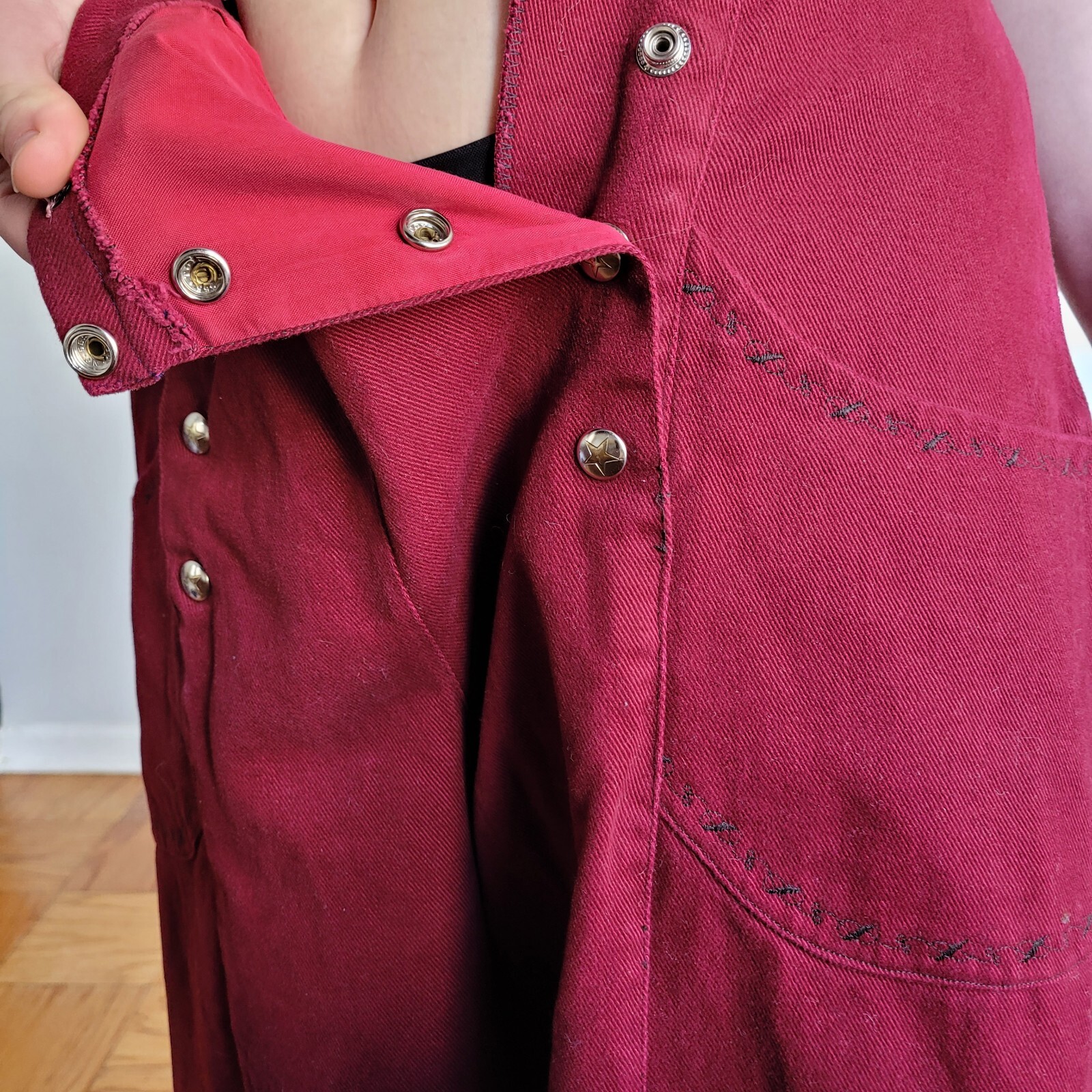 Vintage Maroon Wide Leg Bell Bottom High Waist Pant Hippy Rave 24″ Bell Size 29