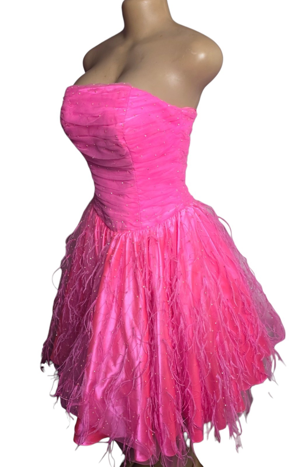 Vtg 80s Alyce Designs Strapless Ruched Bodice Mini Dress Women 6 Barbiecore Glam