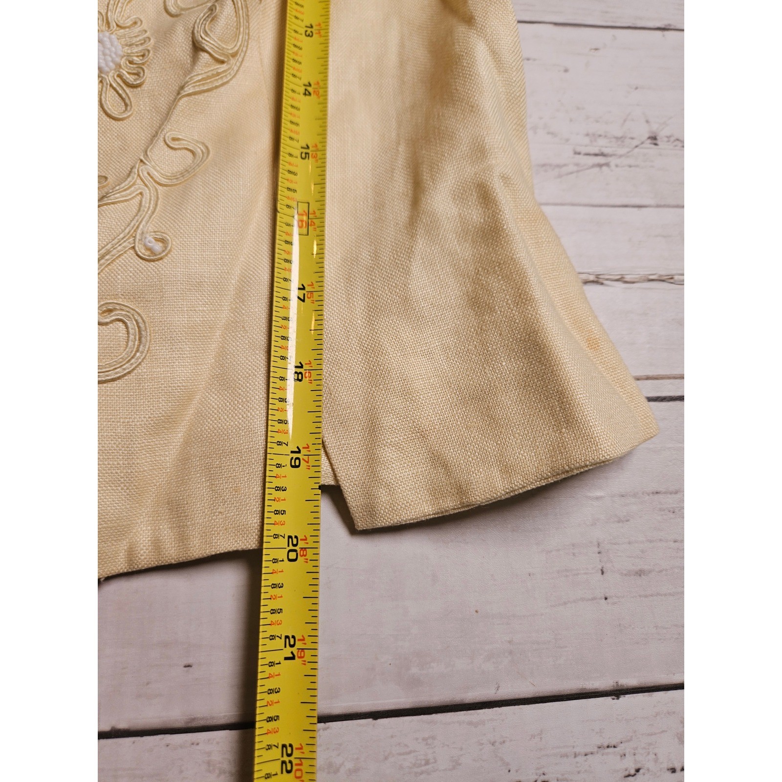 Donna Morgan Petites Yellow Linen Embroidered Beaded Vest Top Size 10 Vintage