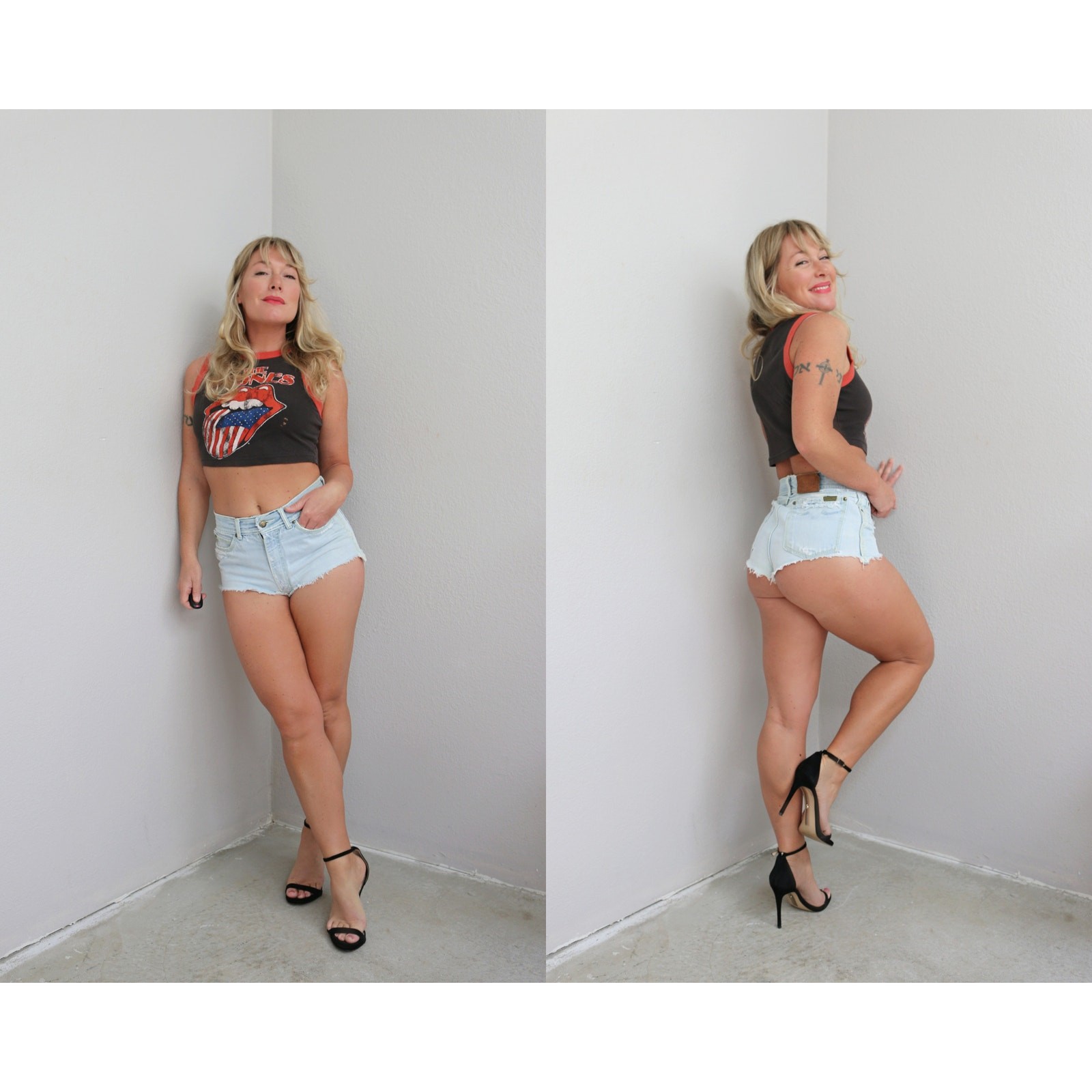 1970’s Vintage Zeppelin Cheeky Distressed Daisy Duke Denim Shorts ~Women’s XS SM