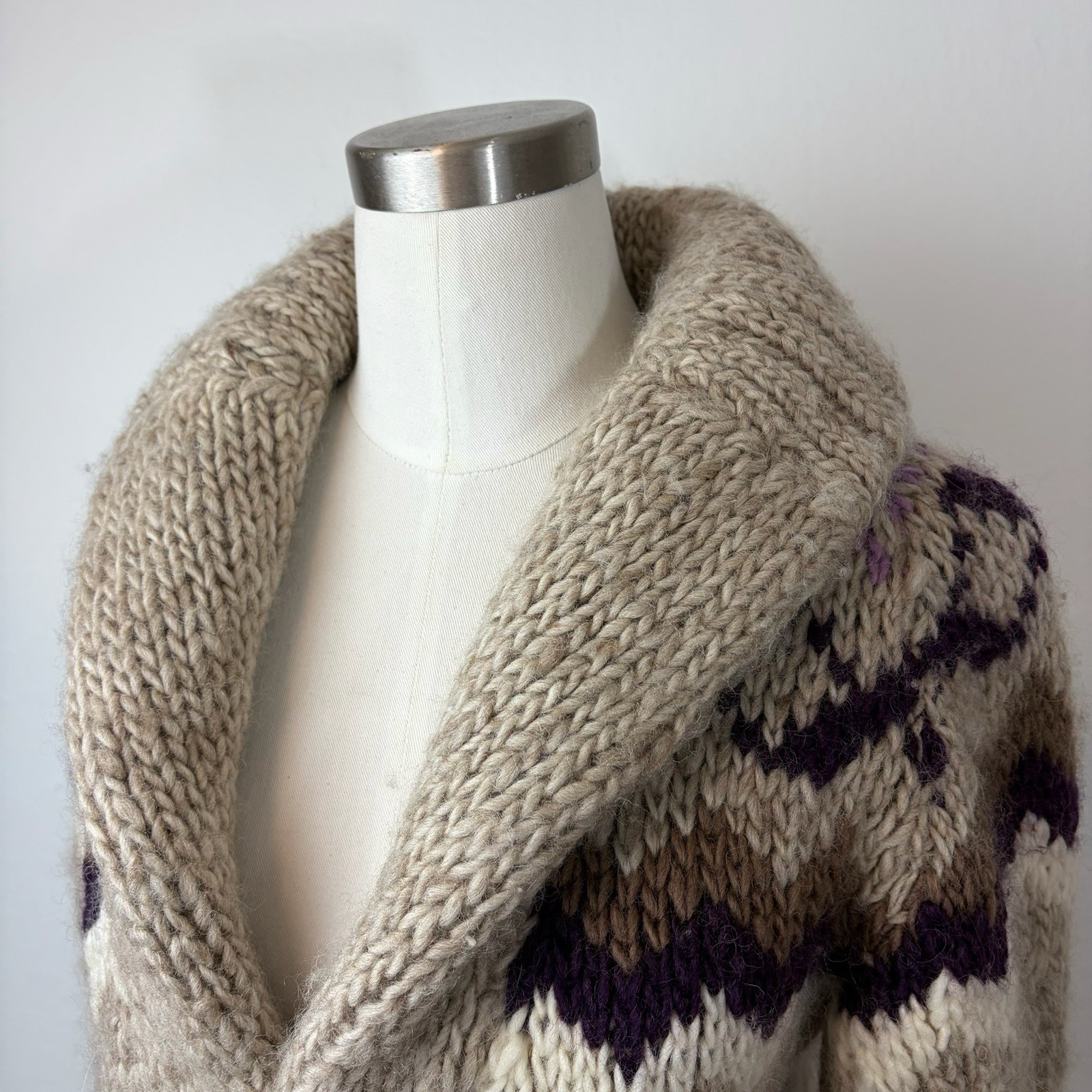 70’s 80’s Mexican Wool Cableknit Sweater Jacket Cowichan Angela Campos De Morris