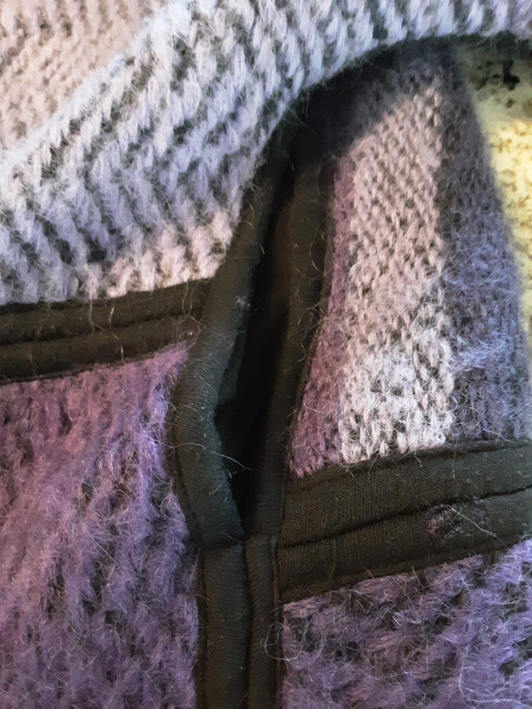 ITALIAN BOHO VTG MOHAIR COAT Color Block Purple Unstructured Sz M-L PERFECT!