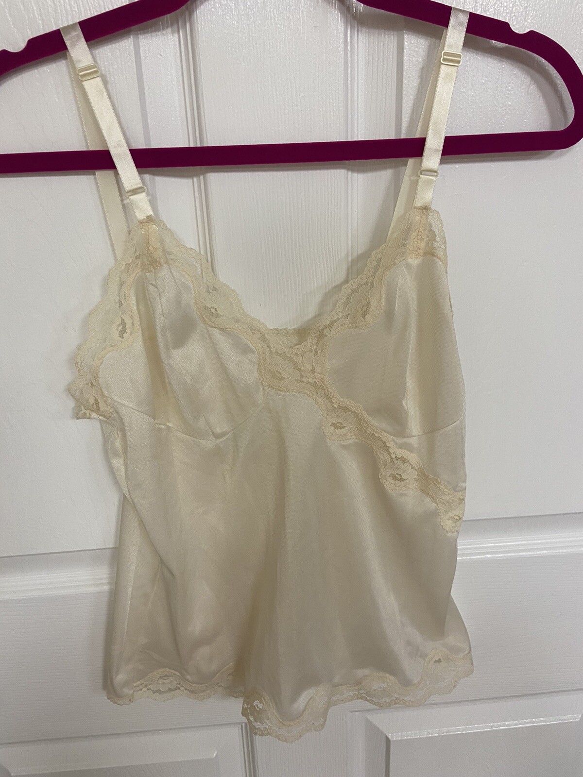Movie Star Lace Trim Nylon Camisole Vintage Cami Size M Made In USA