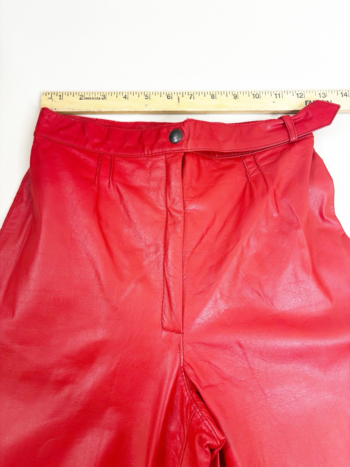 VTG Red Leather Argentina Pants (Actual Size 24×27) High Rise Taper Leg EUC
