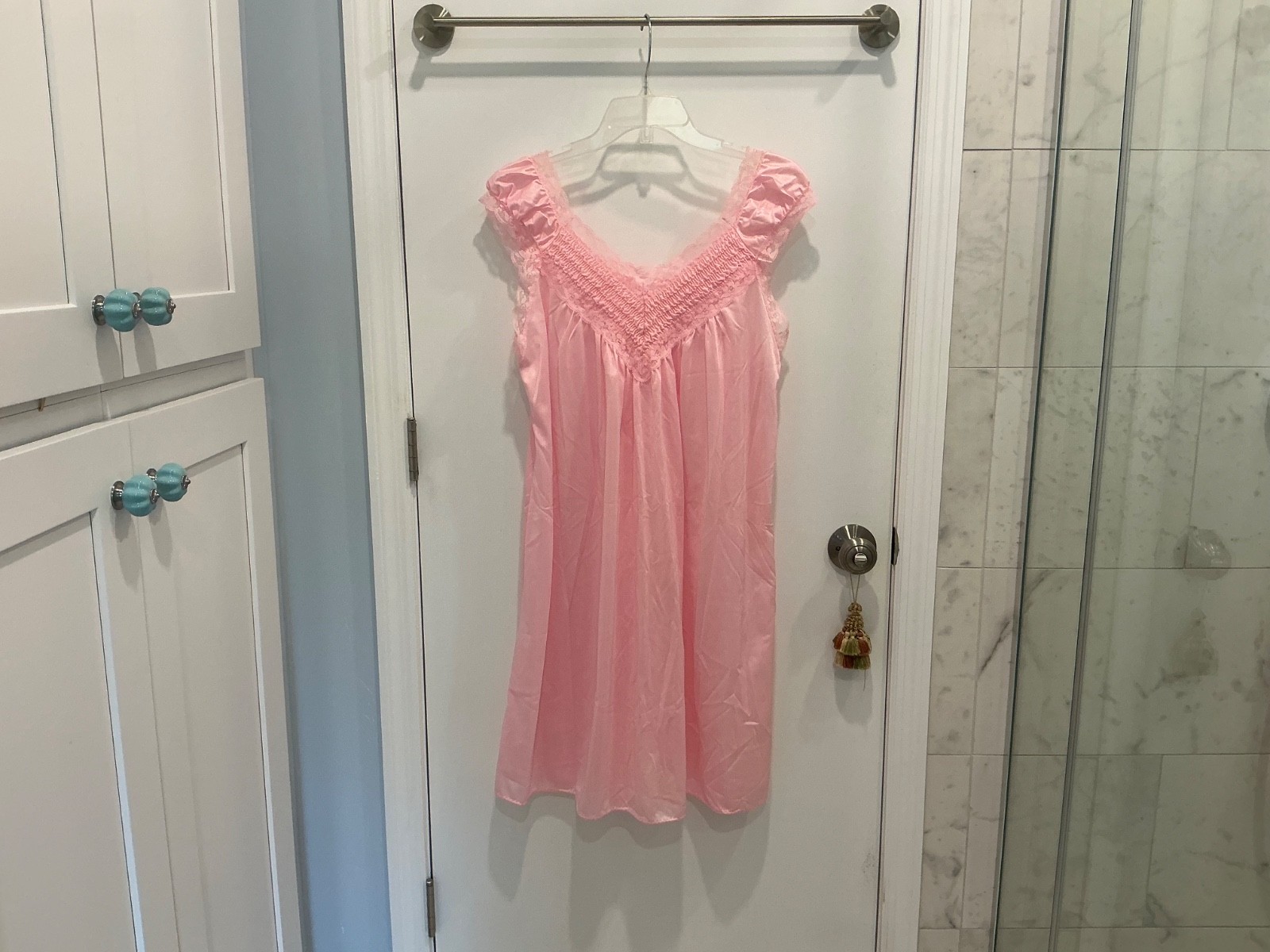NWOT Vintage Jill Andrea of NY pink Nylon night gown Made in the USA Large