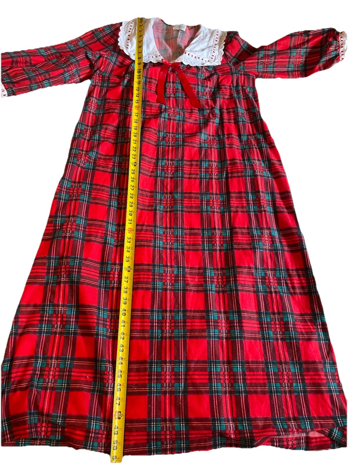 Vintage Lorraine Nightgown Red Plaid Soft Polyester Cute Holiday Christmas Small