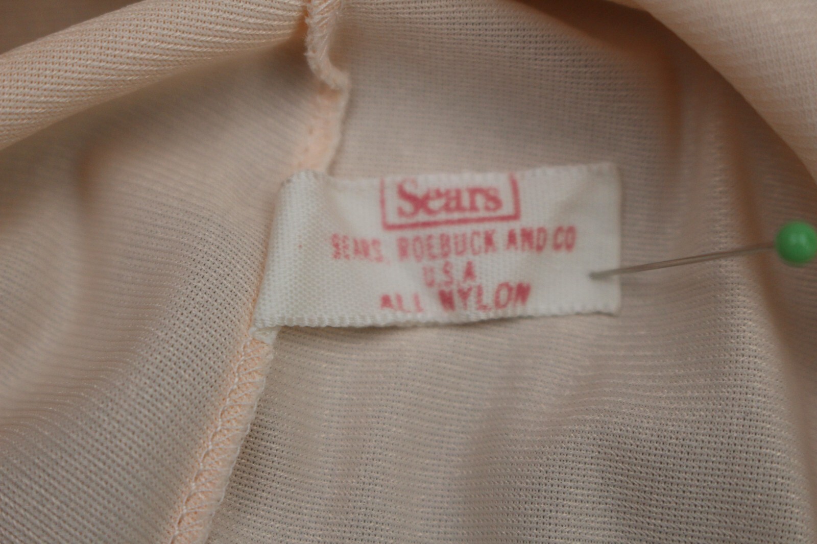 Vintage Sears Half Slip Womens Small Lace Nylon Skin Tone Floral Hem 1960s
