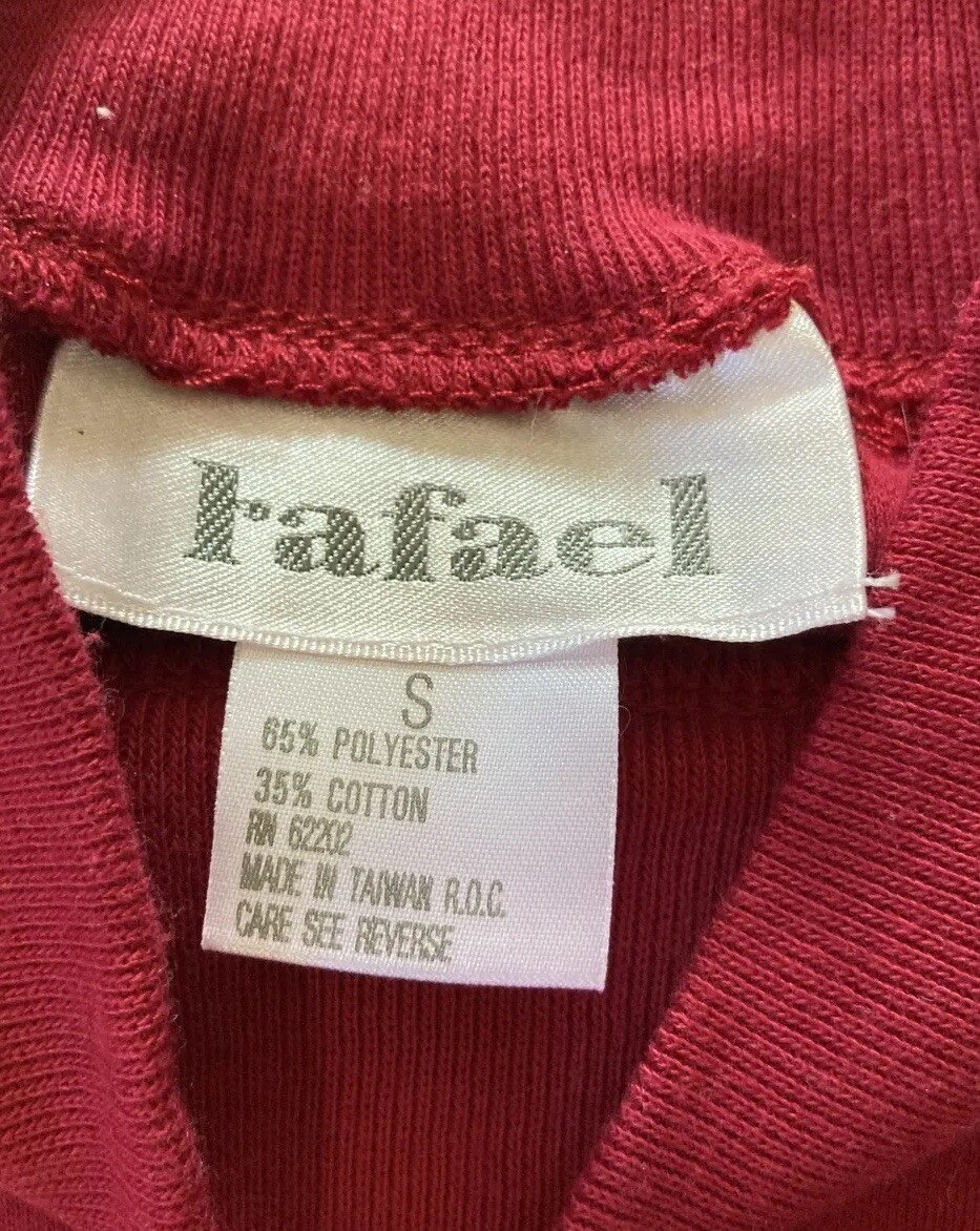 VTG Rafael Woman’s Sz S Pullover Turtleneck Shirt Red 3/4 Sleeve
