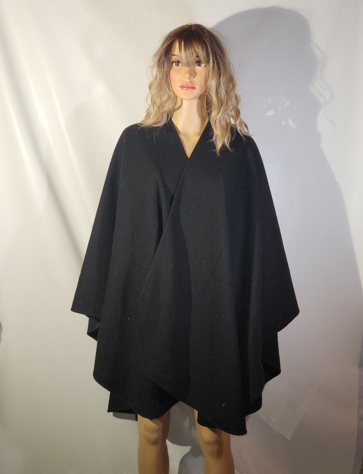 Vintage 1900s Gothic Opera Cape Goth Bat Wings Wool Cape Black One Size 68″x50″