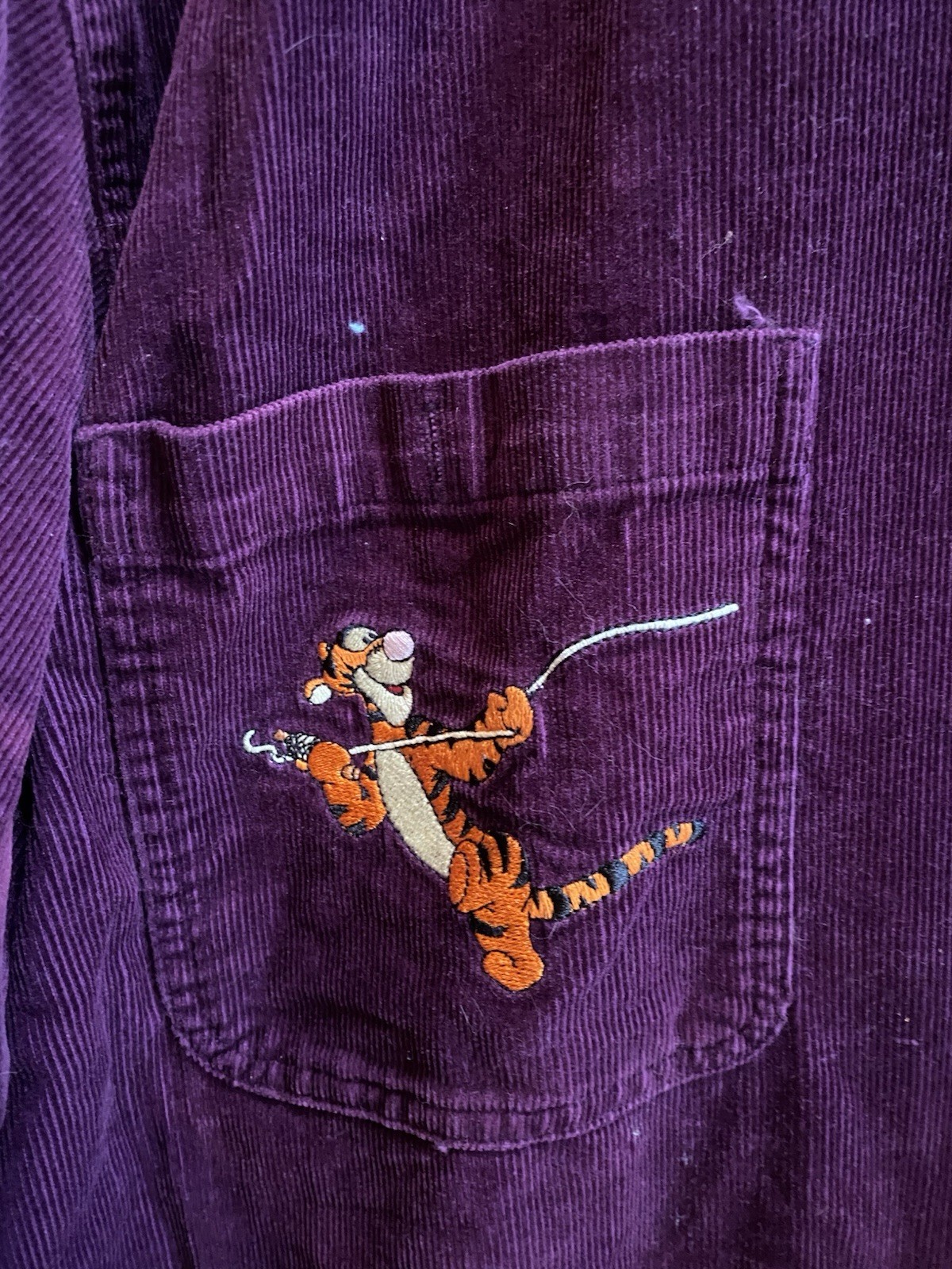 Vintage XL Purple Corduroy Winnie the Pooh Tigger 100 Acre Woods Disney Shirt