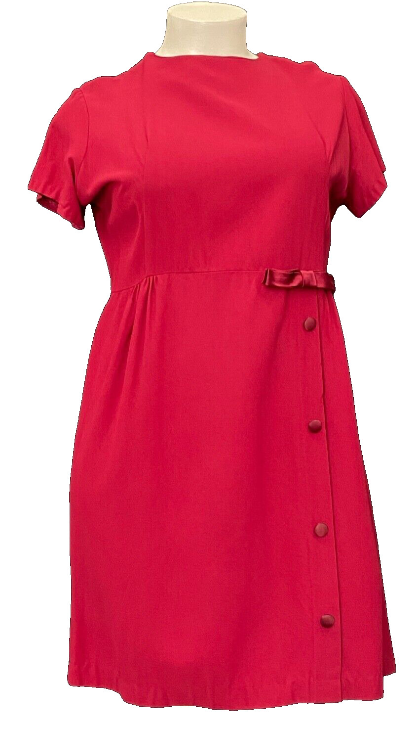Vintage 1950s 1960s maroon dress, dark pink red short sleeve plus size XL volup