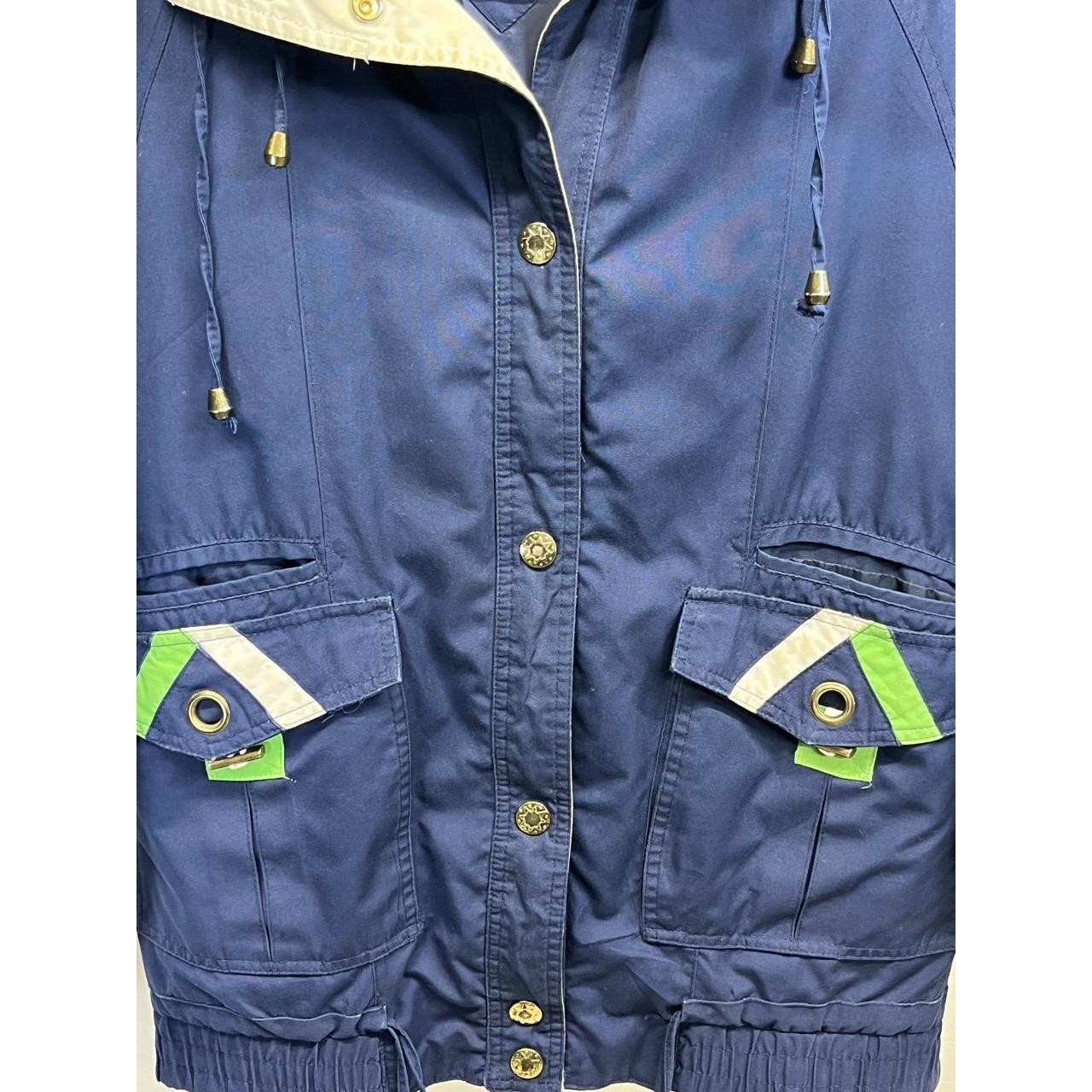 Vintage Current Seen Navy Blue Hooded Button Up Windbreaker Small