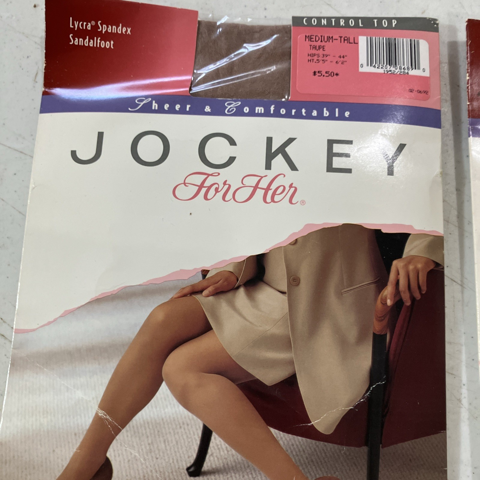 Jockey For Her Sheer Vtg Pantyhose Lot Control Top Spandex Med Tall Lot Of 2