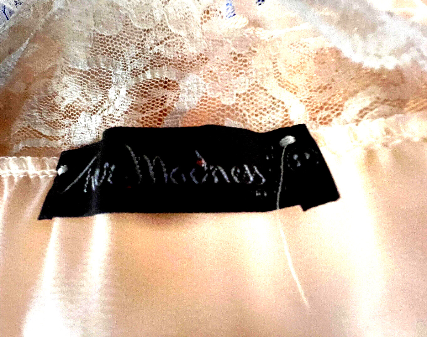 Sheer Madness Peach Satin Lacy Long Nightgown Matching Robe Set P / Petite VTG