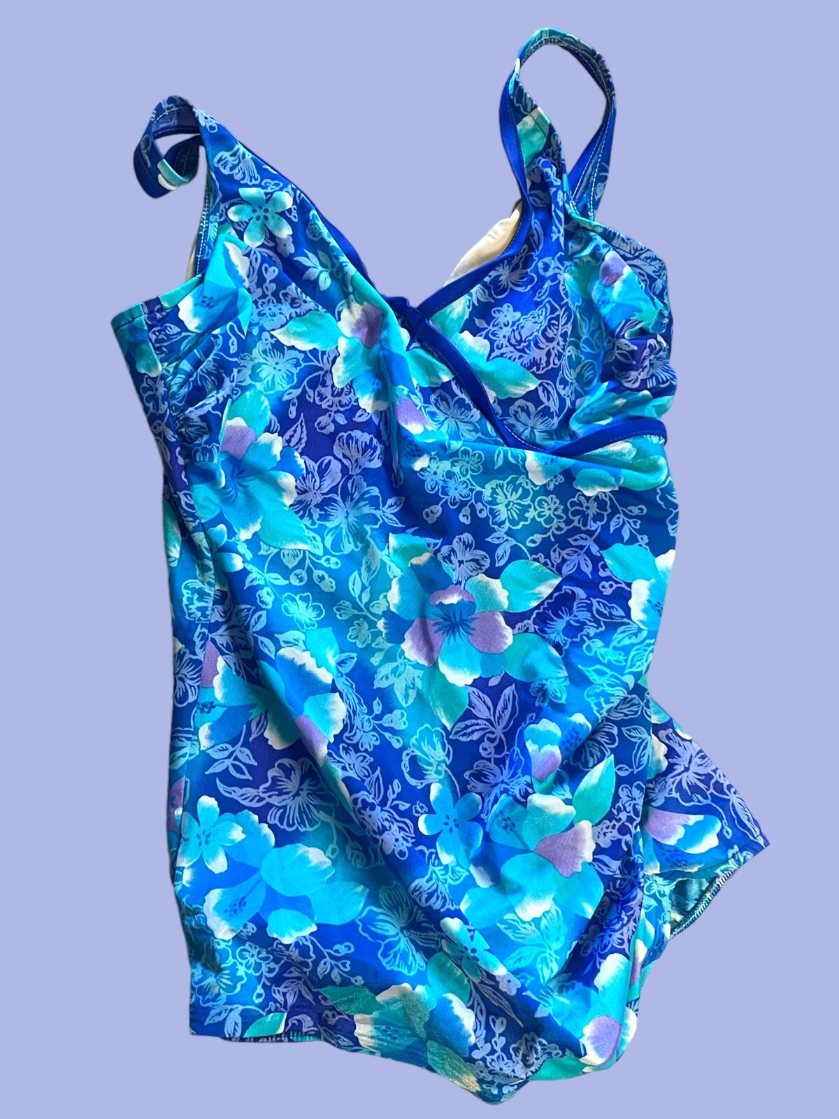 70s/80s Vintage One Piece Swimsuit Tank 16 mainstream Blue Purple