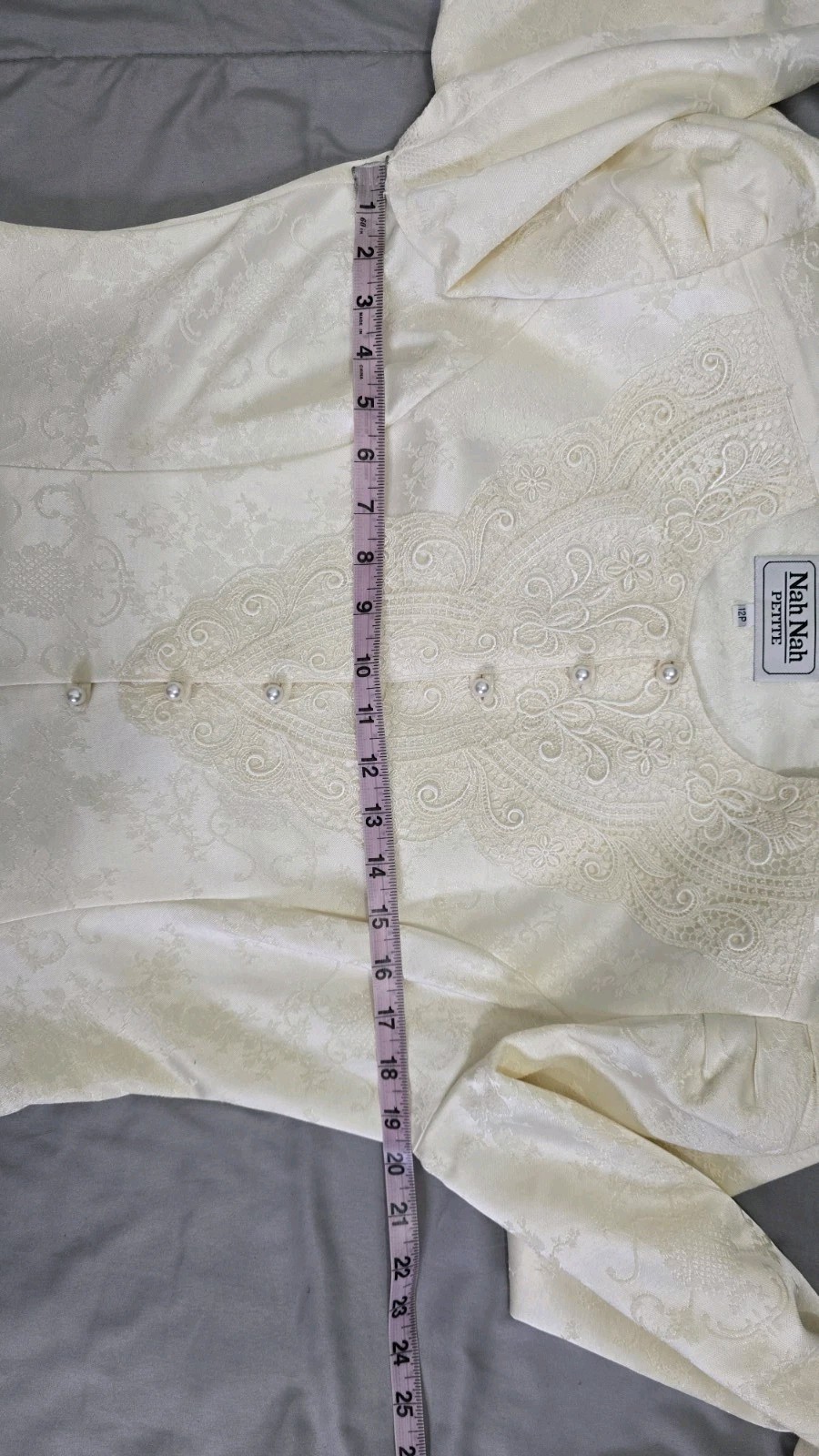 Vintage 1980s Nah Nah Petite Brocade Skirt Suit Ivory Bridal Cottage core