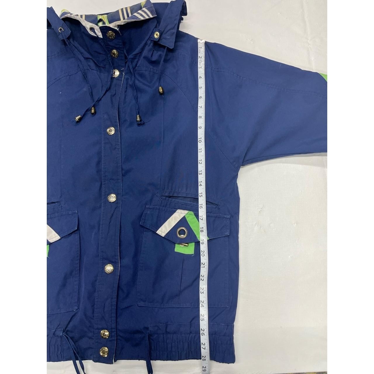 Vintage Current Seen Navy Blue Hooded Button Up Windbreaker Small