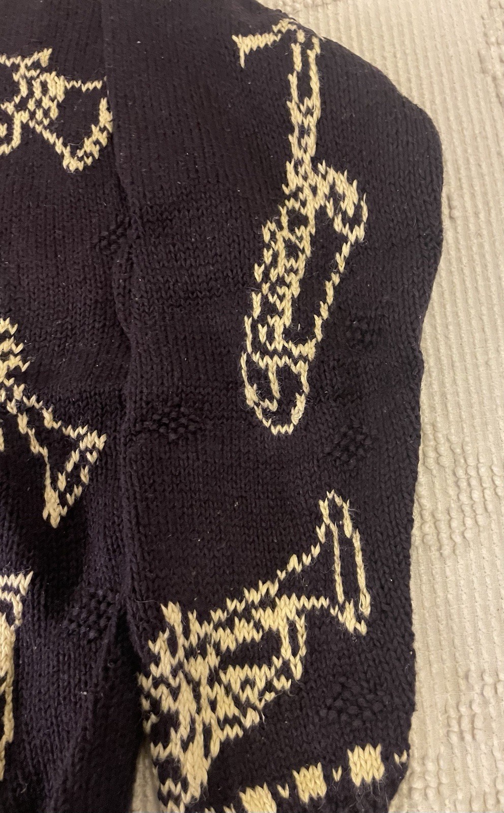 Vintage 80s/90s Sweater w/ Brass Instruments, Music Design! Size L , also Fits M