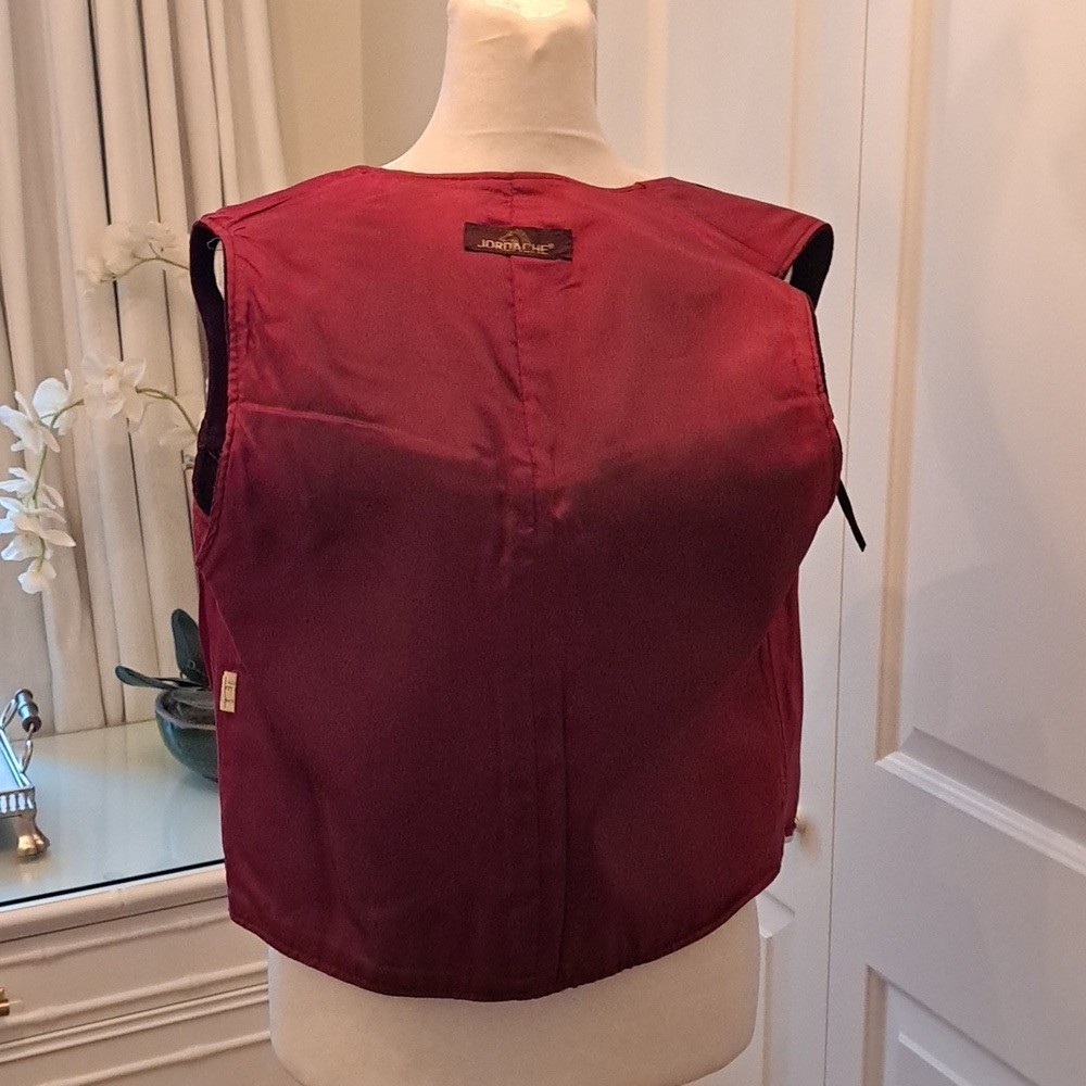 Jordache Womens Vintage Burgundy/Wine Suede Fringe Vest Western M/14
