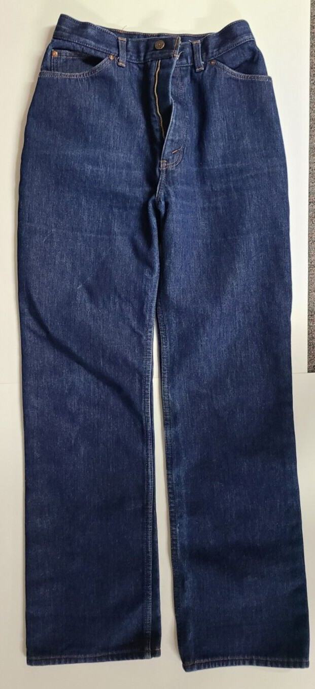 USA Vtg Womens Red Flannel Lined Levis 2517 Denim Blue Jeans Orange Tab Medium