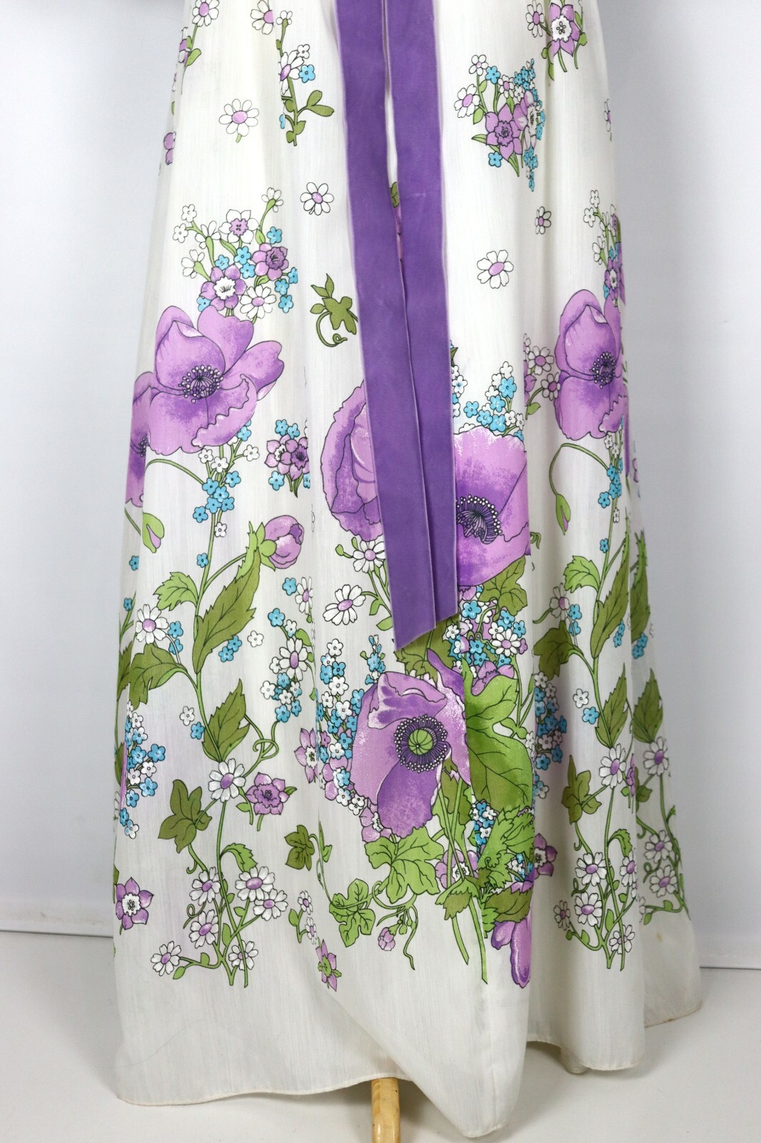 Purple Floral 70s Maxi Dress Ladies S Boho Hippy Retro Festival Prarie Vintage