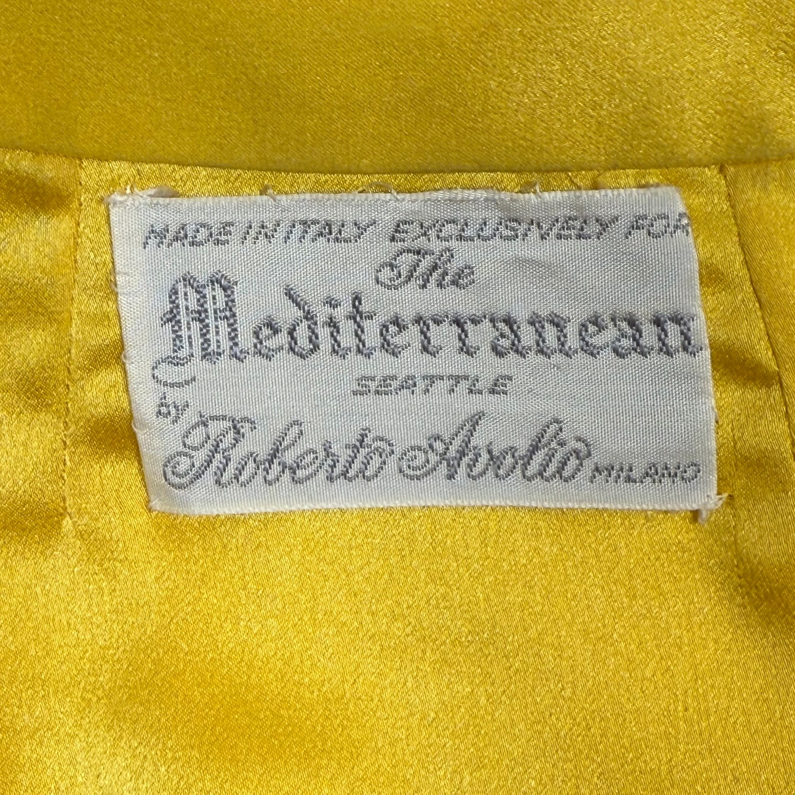 VTG Roberto Avolio Yellow Silk Women’s Blouse And Scarf Made In Italy Sz 42 US 6