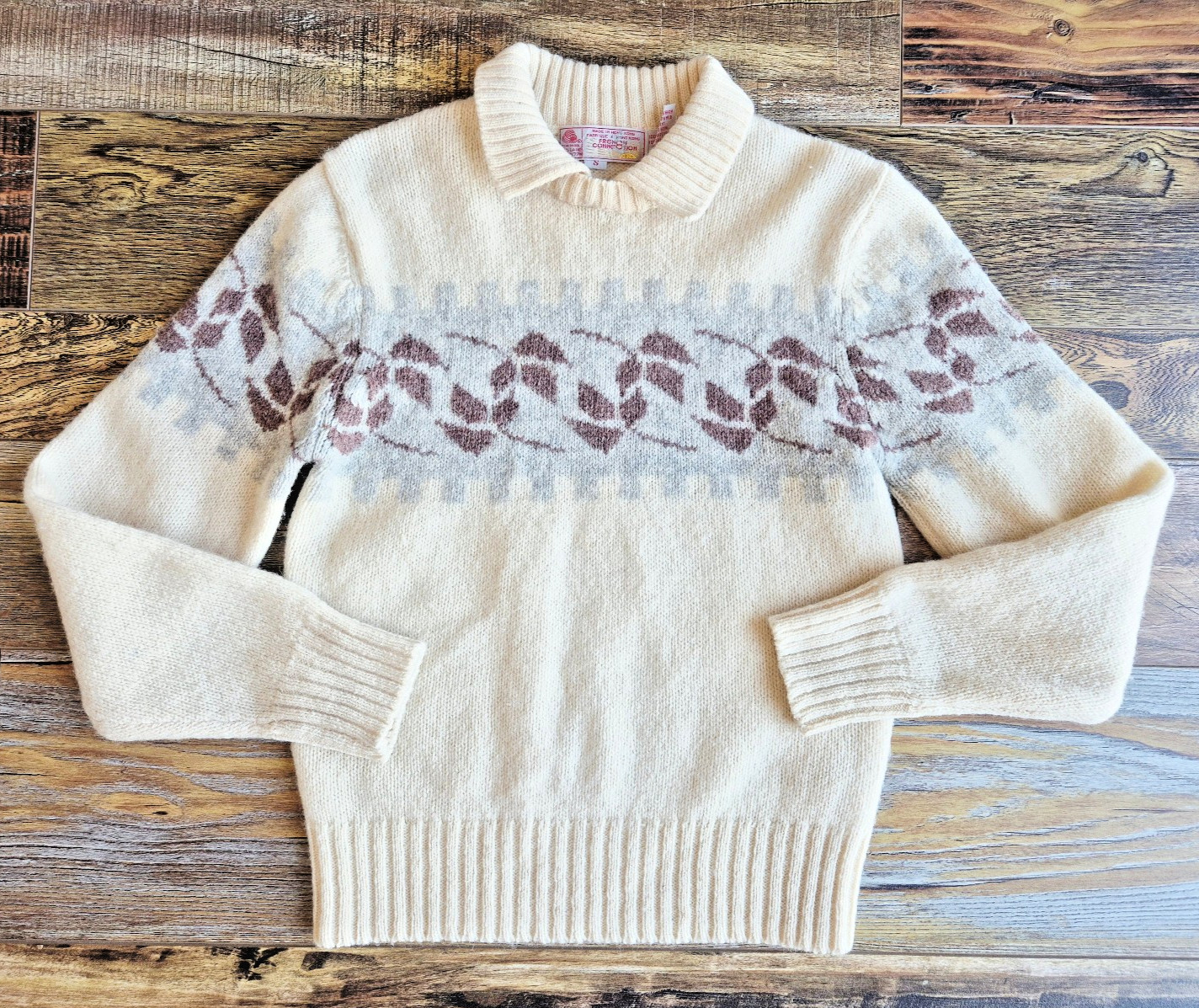 Vintage French Connection Shetland Wool Scandinavian Sweater Crew-Collar Size S
