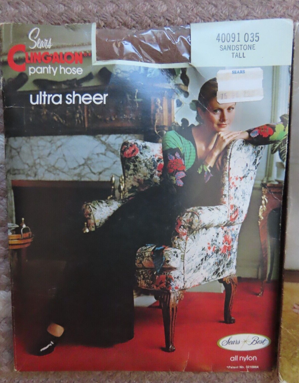 Lot 2 -New Vintage Sears Cling-Alon Ultra Sheer Stockings Sandstone Tall NOS