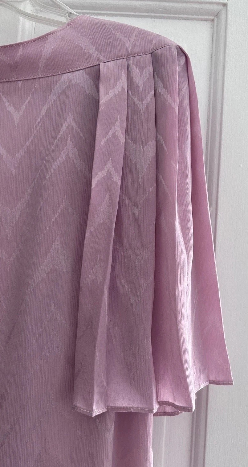 VTG 80s PK’s Kloset Pink Shift Dress Pleated Sleeve – Keyhole Neckline Sz 14