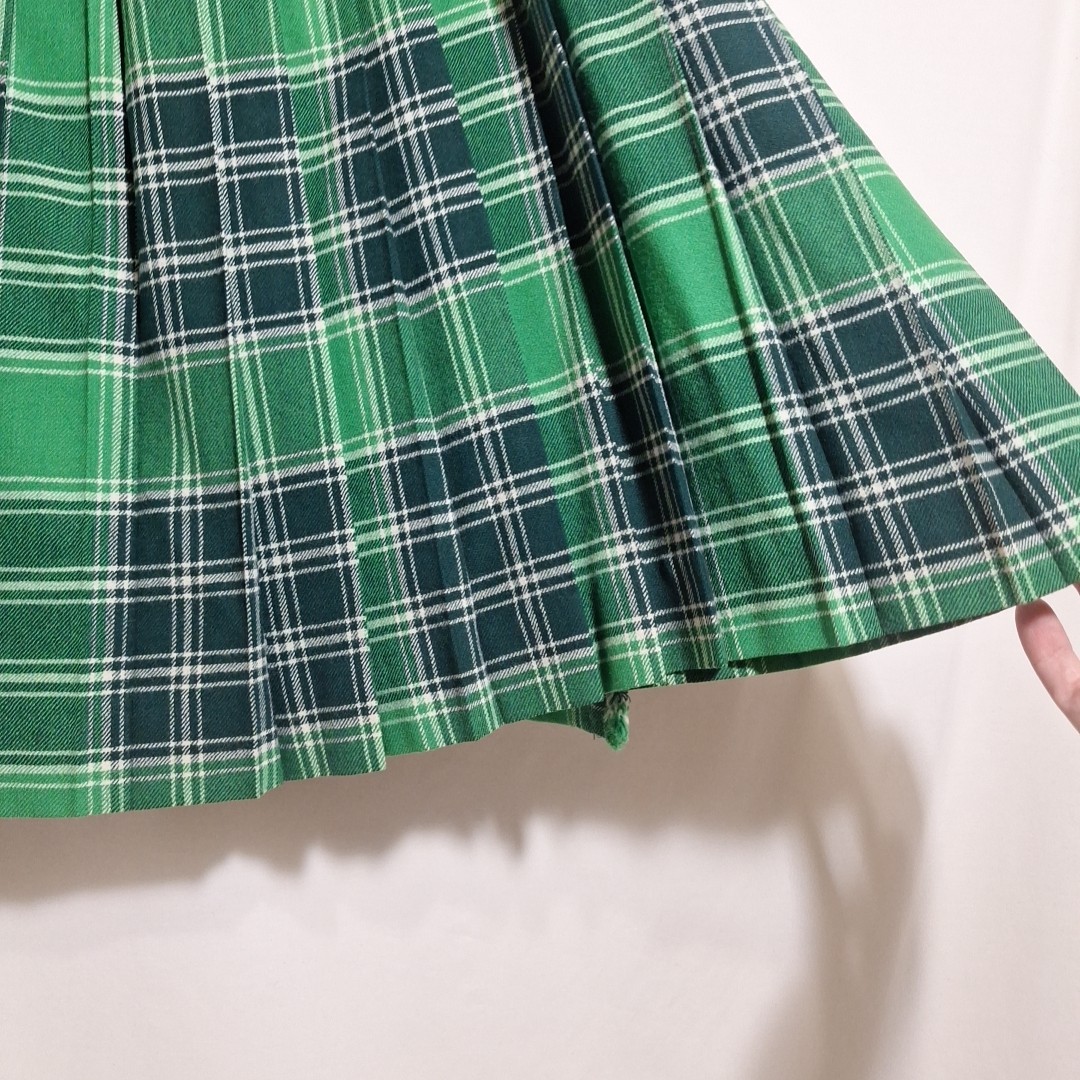 Vtg The Scotch House Tartan Plaid Wool Kilt Skirt Green Size 28