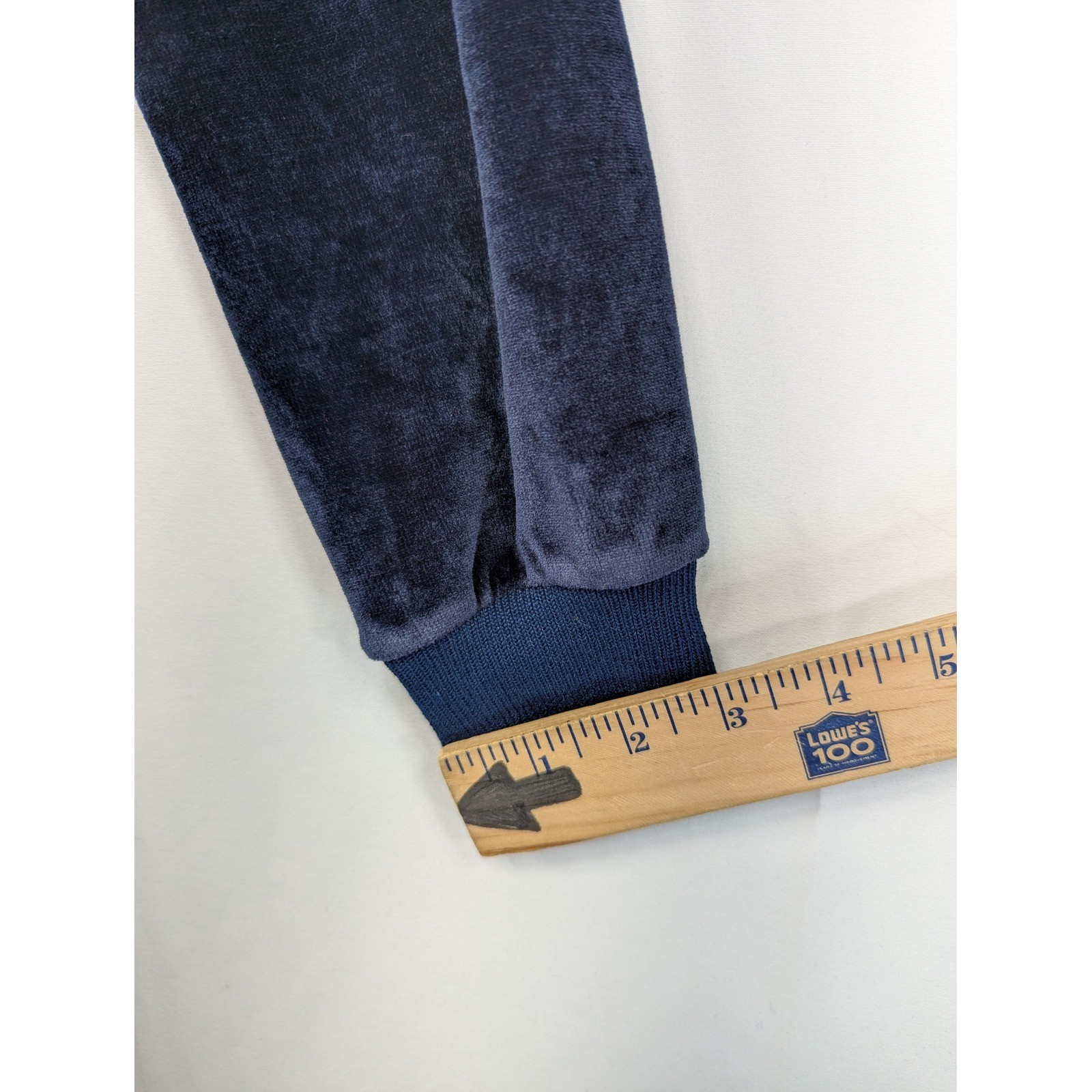 Vintage Butte Navy Blue Velour Midi Dress Long Sleeve Button Shoulder Retro S