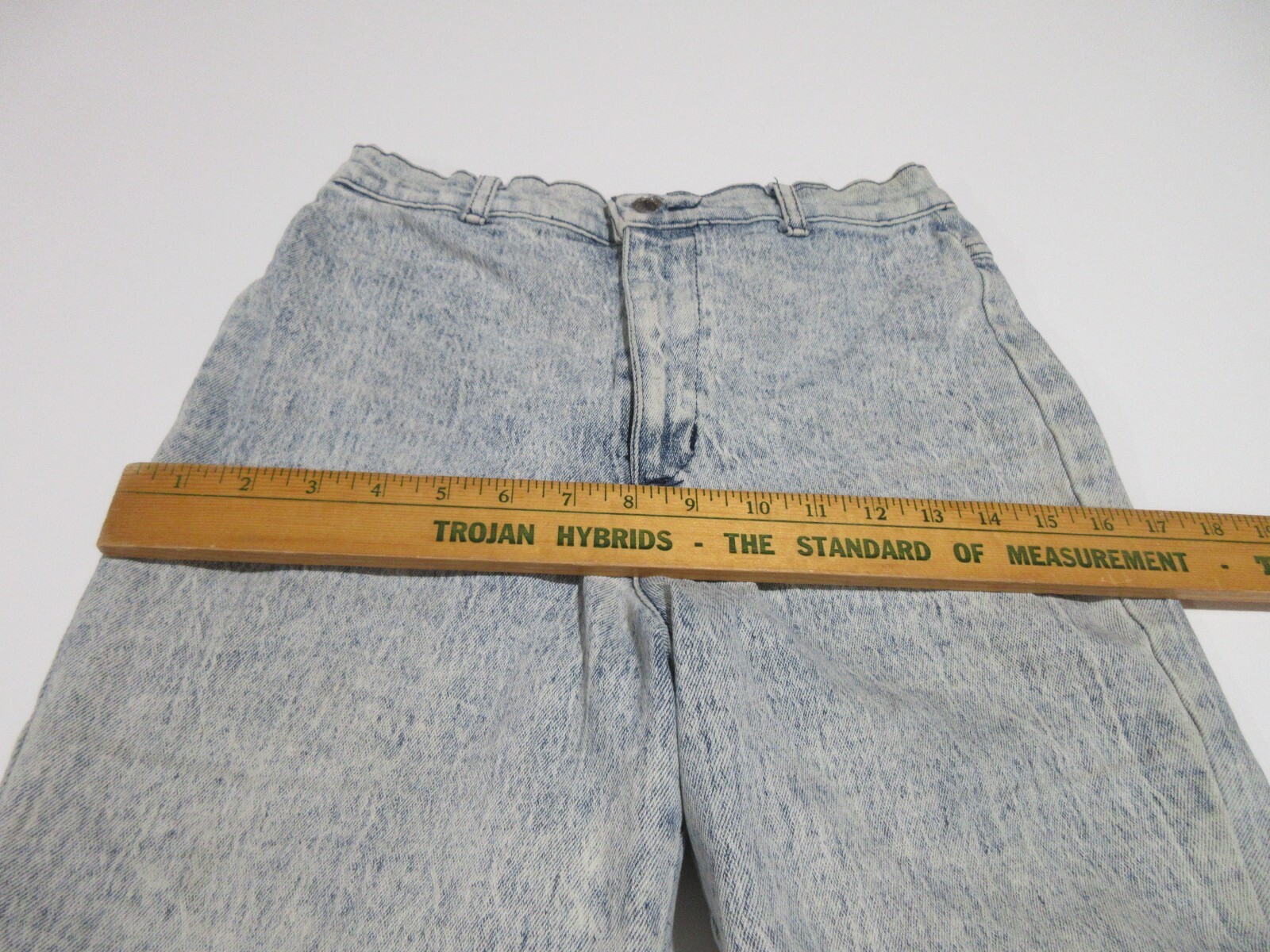 Sz S 25×7 TRUE VINTAGE Le Touche Acid Wash High Wait Jean Denim Shorts Women’s