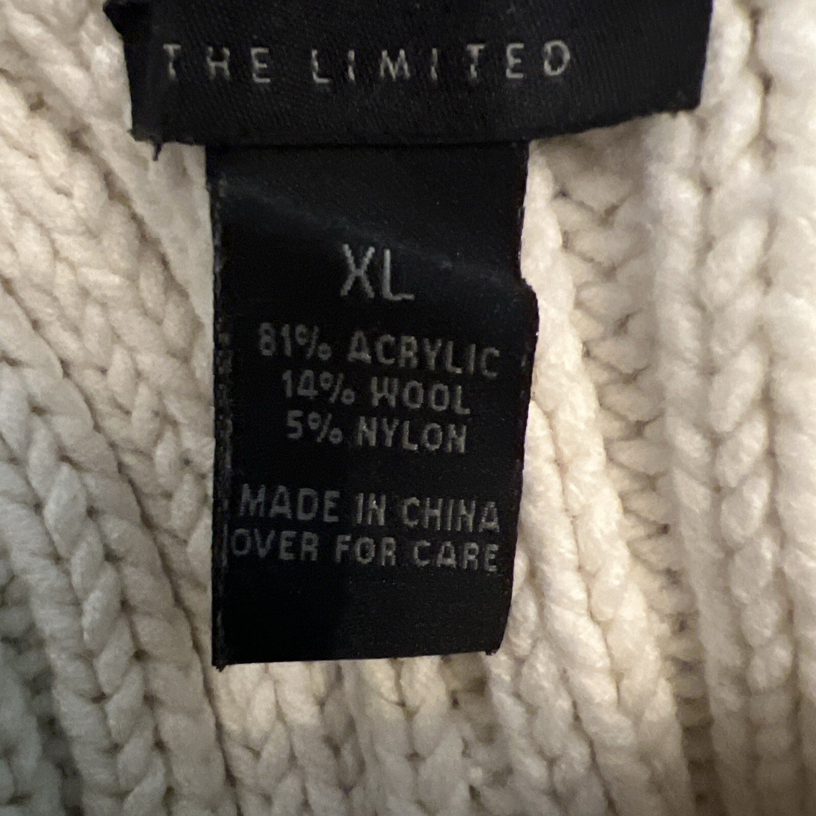 The Limited Cream Heavy Wool Blend Knit Tank Sweater Women’s Size XL Y2K