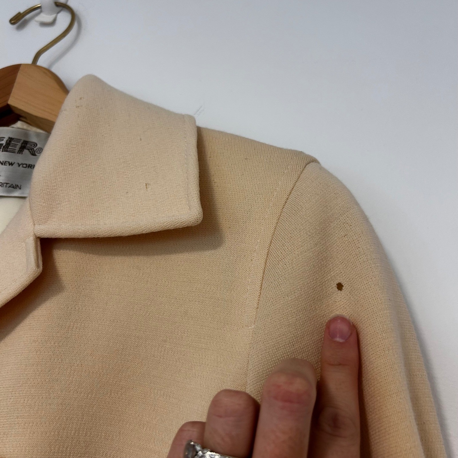 Jaeger London Vintage 100% Wool Trench Coat Cream Made in Great Britain Size 12