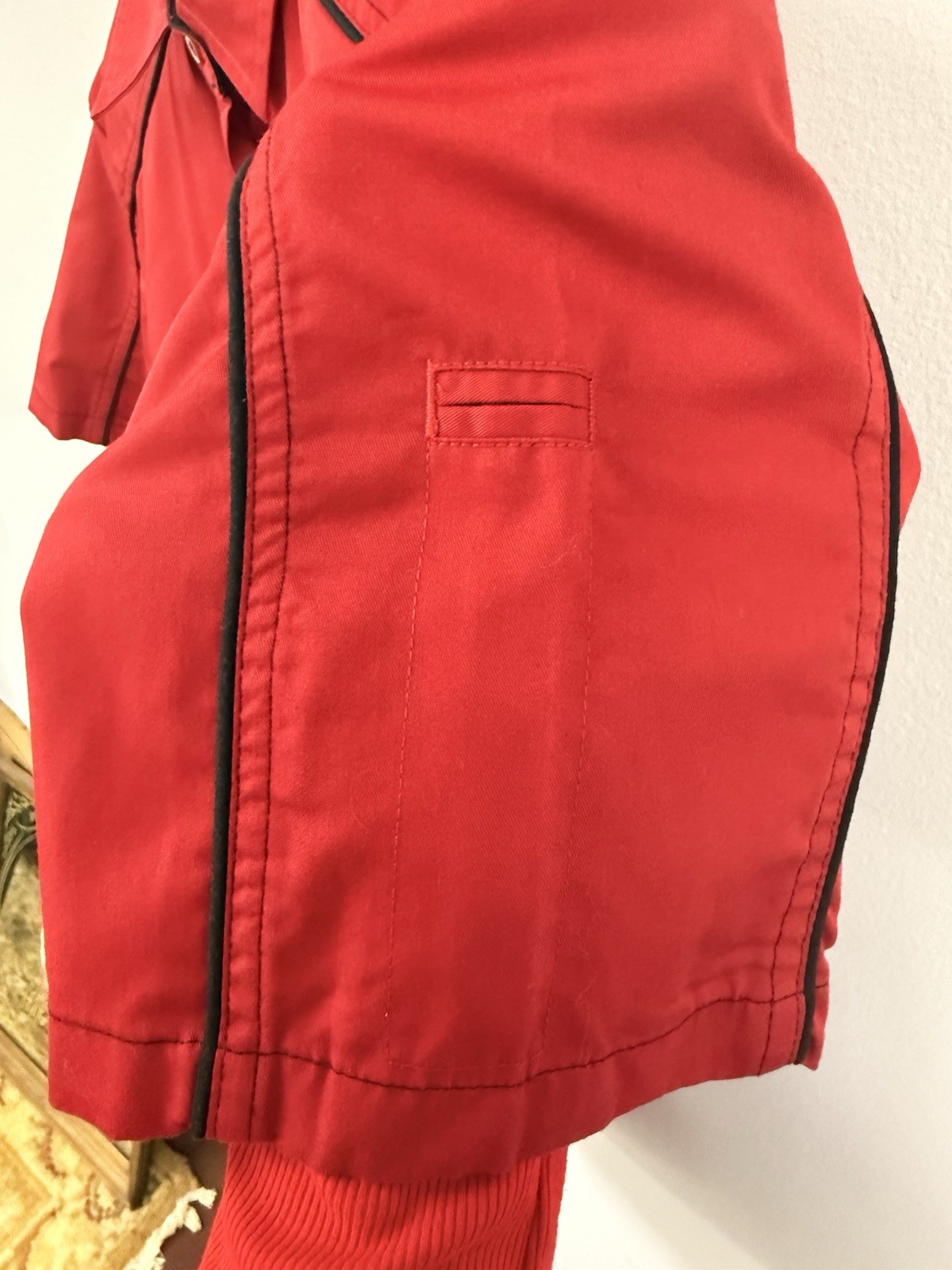 Vintage Style Bowling Shirt Red Black OES Eastern Star Patch North End L