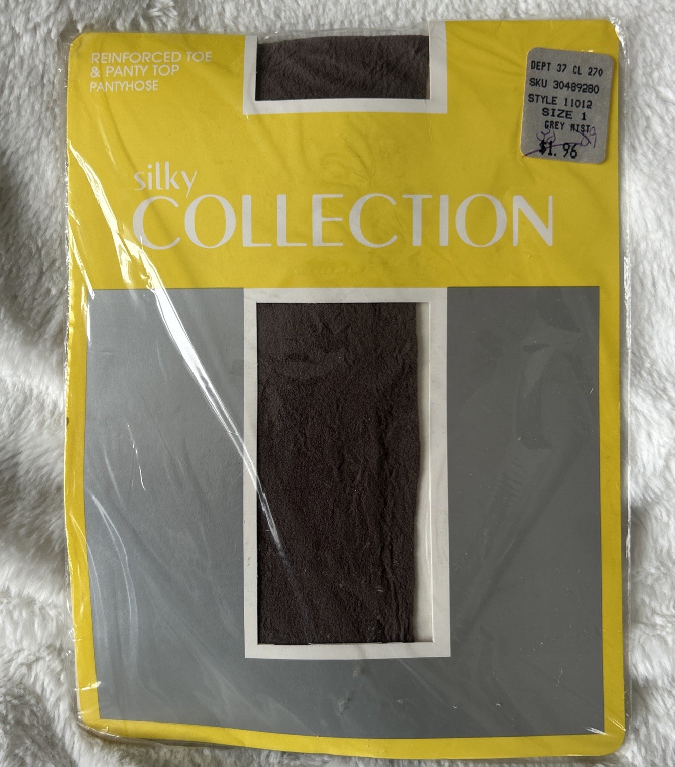 Vintage P A Bergner Milwaukee 1970’s silky Collection pantyhose Grey Mist size 1