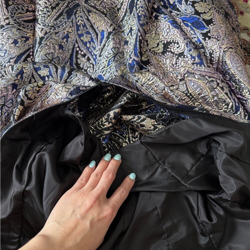 1980s Rare Eugene Alexander Velvet Metallic Gown Dress