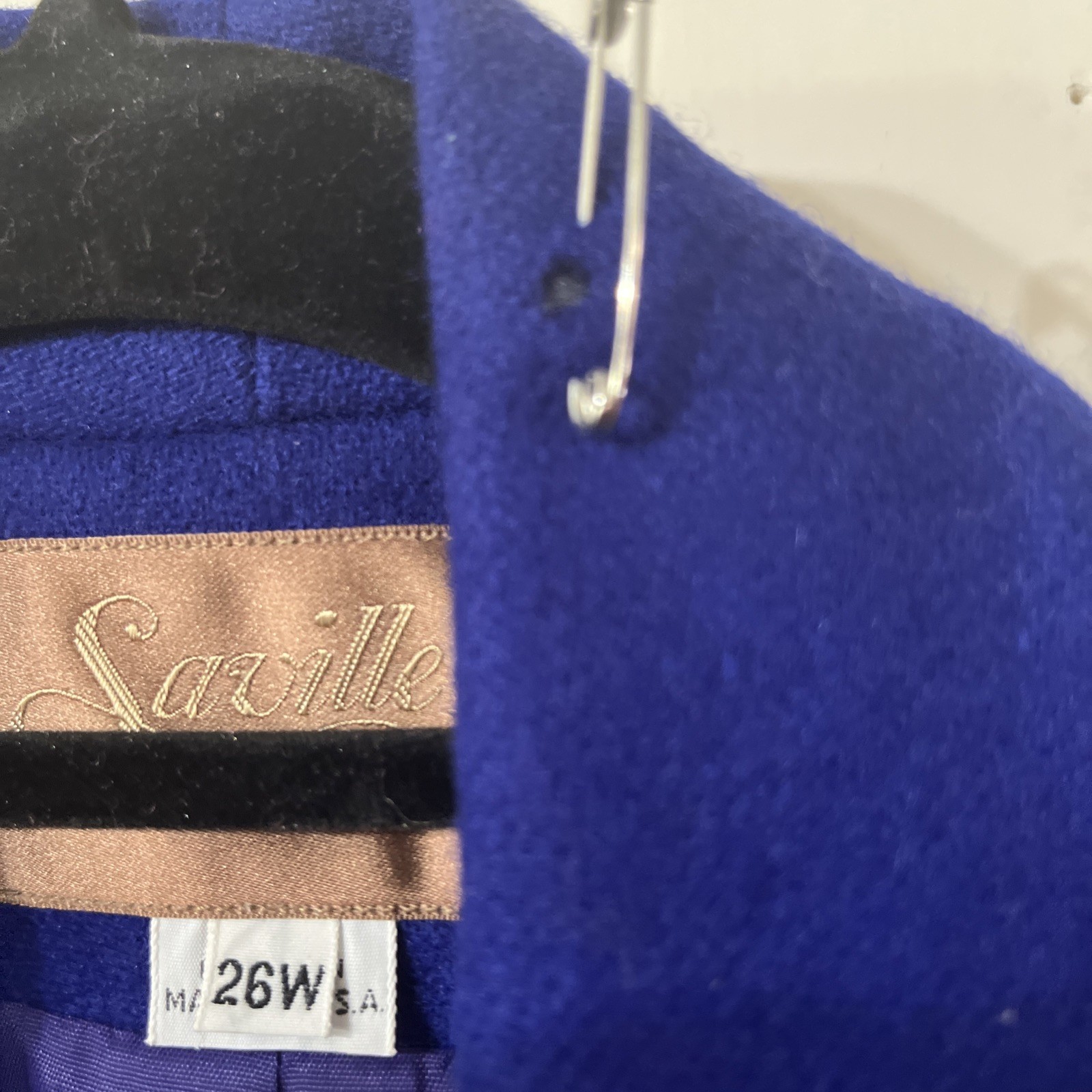 Vintage 1980s Saville II Blue Wool Swing Coat 26W NEW WITH TAGS FLAW COLLAR