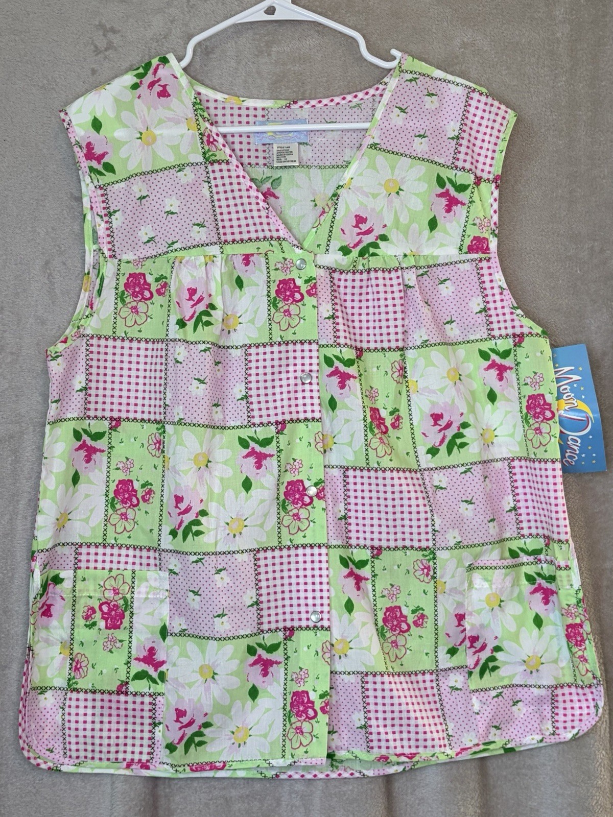 Moon Dance Smock Apron Size 1X Pearl Snaps Pockets Crafts Cottage Granny NWT