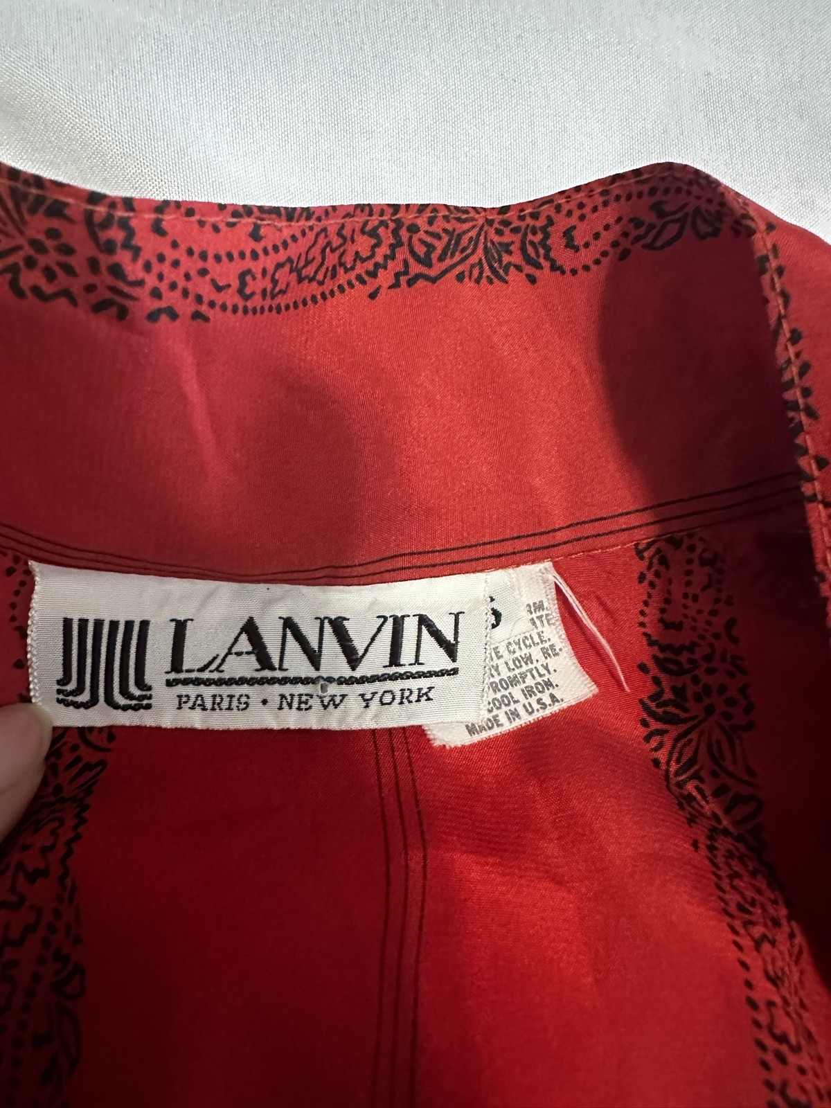 Vintage Lanvin Shirtdress Red & Black Pattern. 60s/70s