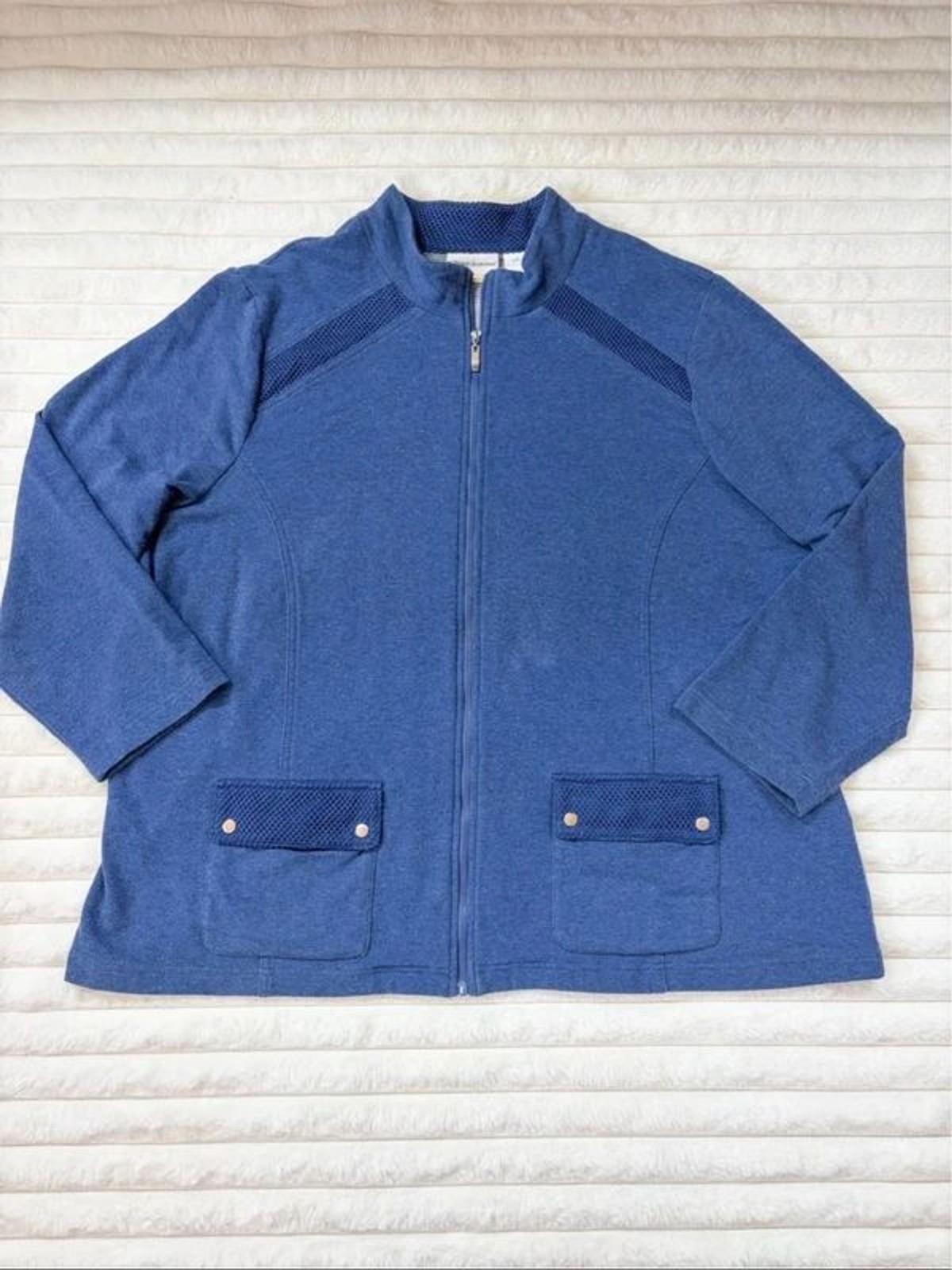 Alfred Dunner Blue Zip Front Jacket Women’s Plus Size 22W Textured Knit