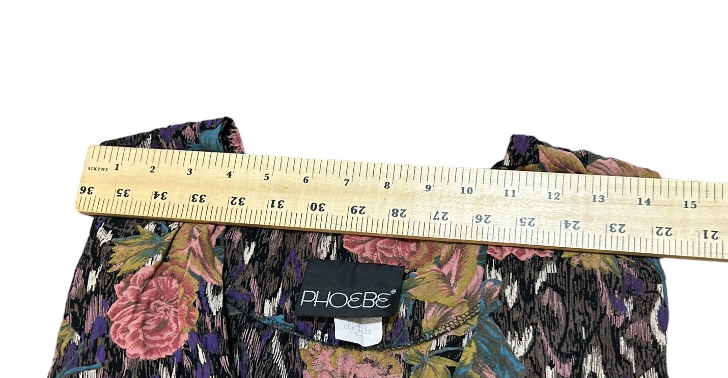 Vtg Phoebe Vest Women Size S/M Purple Pink Sleeveless Floral Bohemian Waistcoat