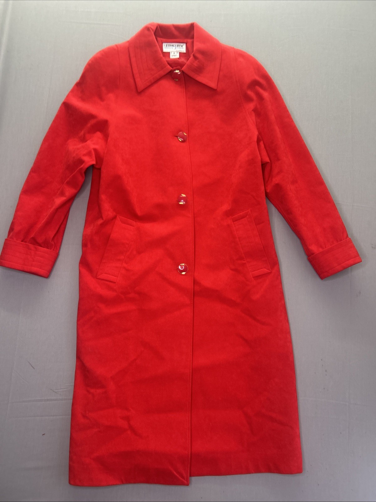 Vintage Ultrasuede Red Coat Womens 8 USA Made Faux Suede Lined 80s 90s