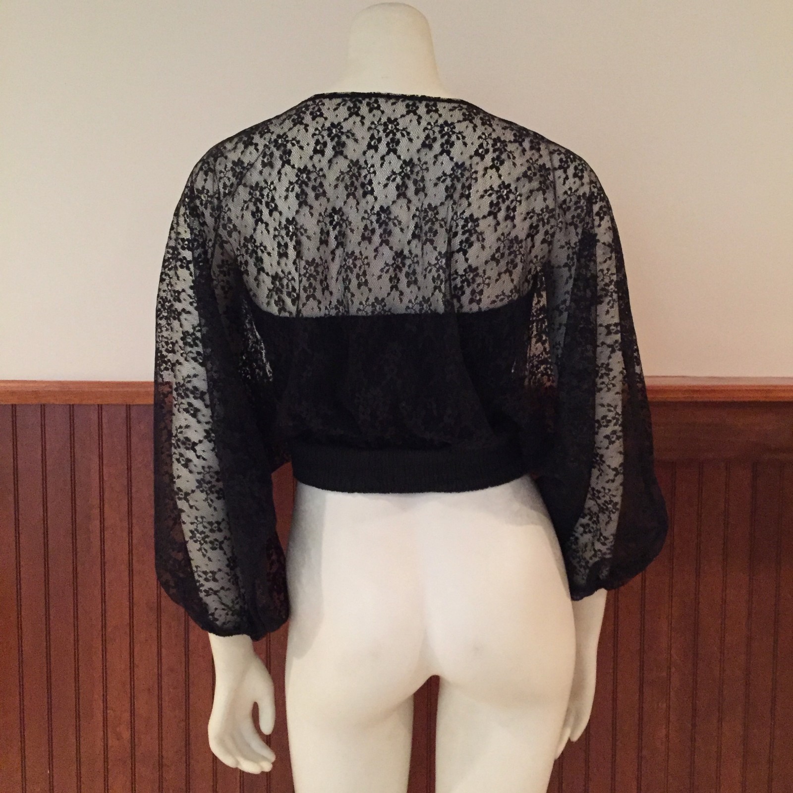 Black Lace Top and Strapless Top with Ruching – Size: Small (estimated)
