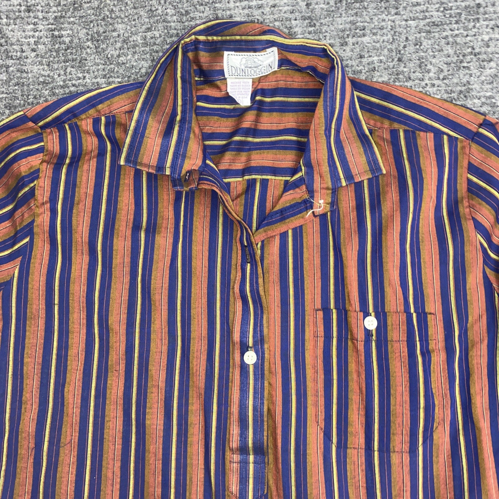 Vintage Dunloggin Stripe Lightweight Women’s Large Collar Preppy Dress Shirt