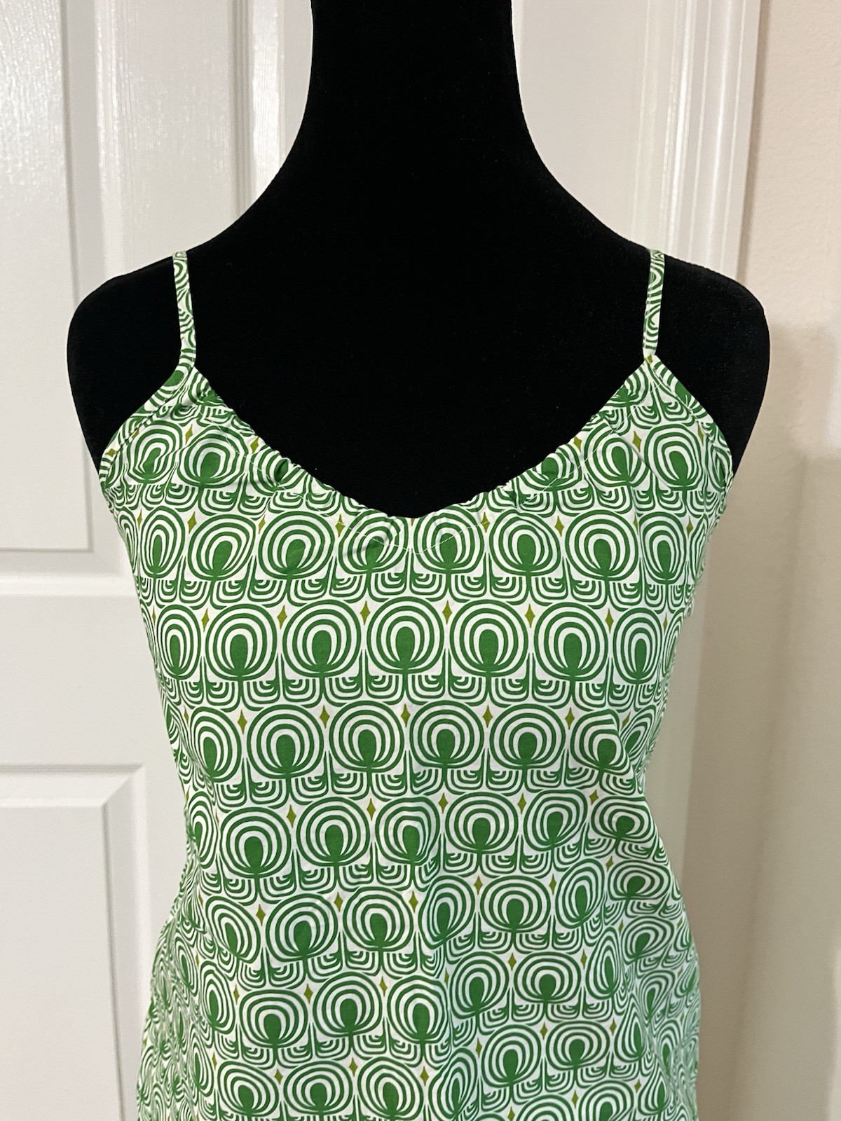 Vintage CH. IND. Green Top & Skirt Set, Cotton, Made In France, Size 36