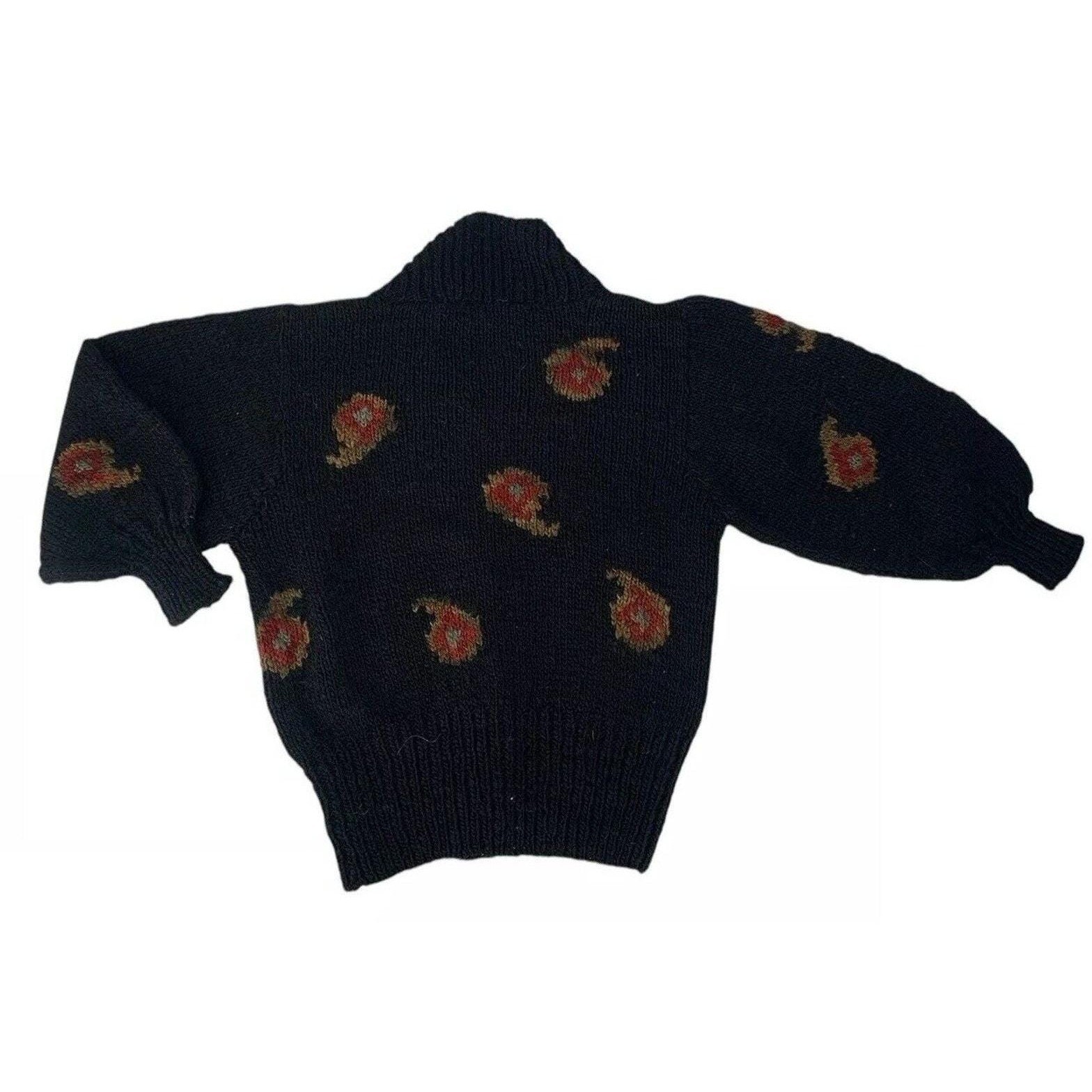 Vintage Hand Knit Paisley Puff Sleeve Sweater Uraguay M/L Cottage