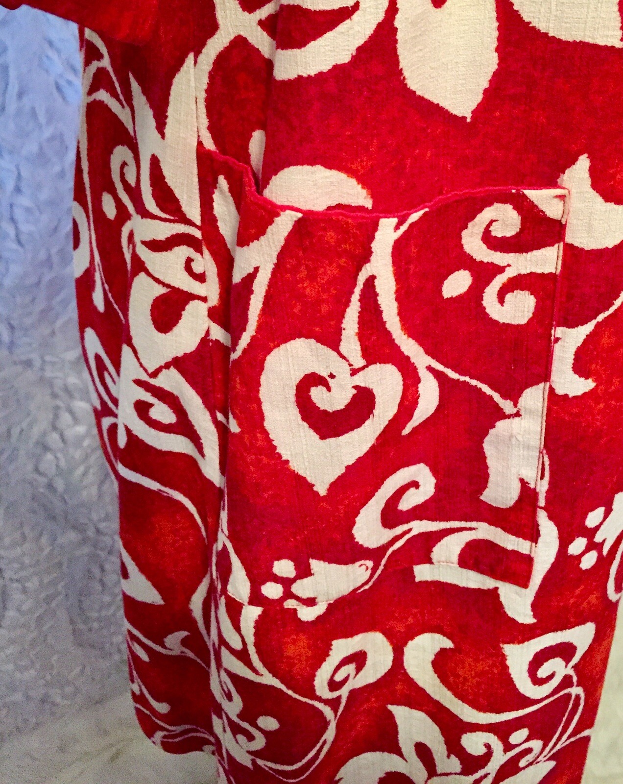 VTG 1960s to 1970s Kiyomi of Hawaii Muumuu Wrap Dress Red Orange Floral Medium