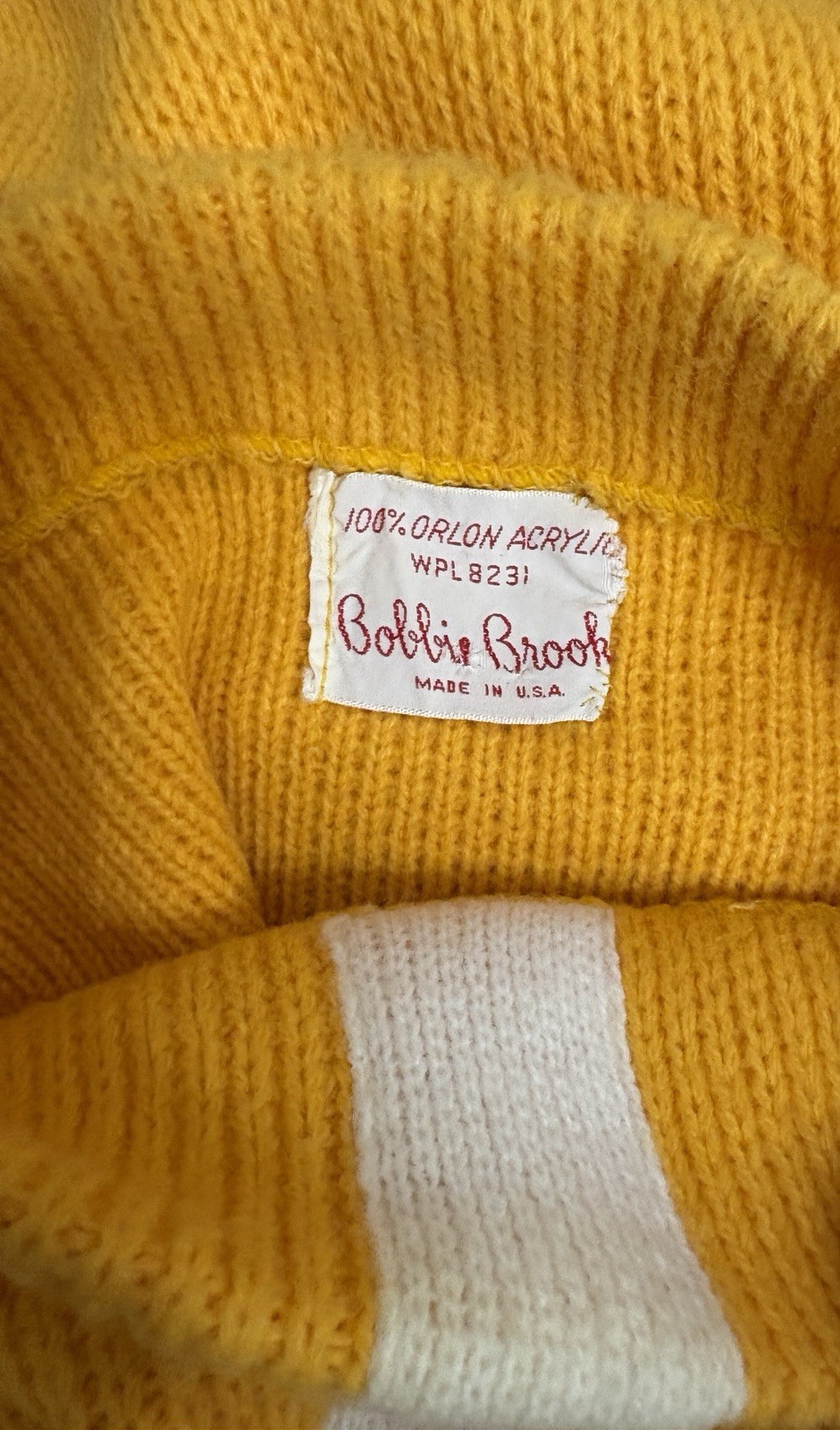 Vintage Bobbie Brooks Sweater Vest Yellow White Block Pattern Women’s Size S / M