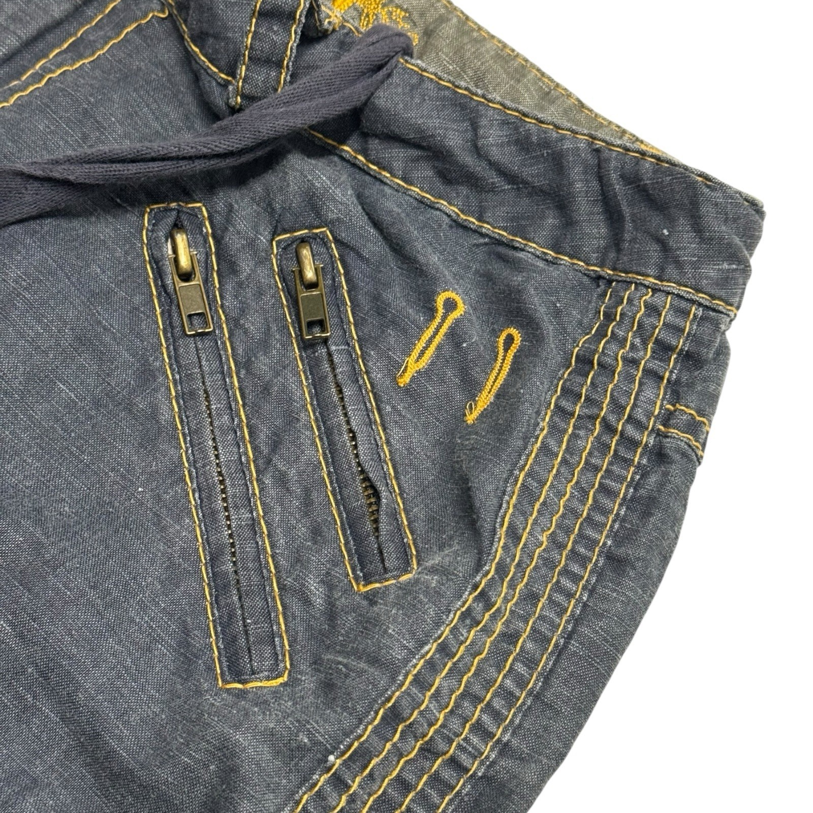 VTG Y2K Sugar Lips Women’s Blue S Cargo Drawstring Zipper Straps Parachute Pant
